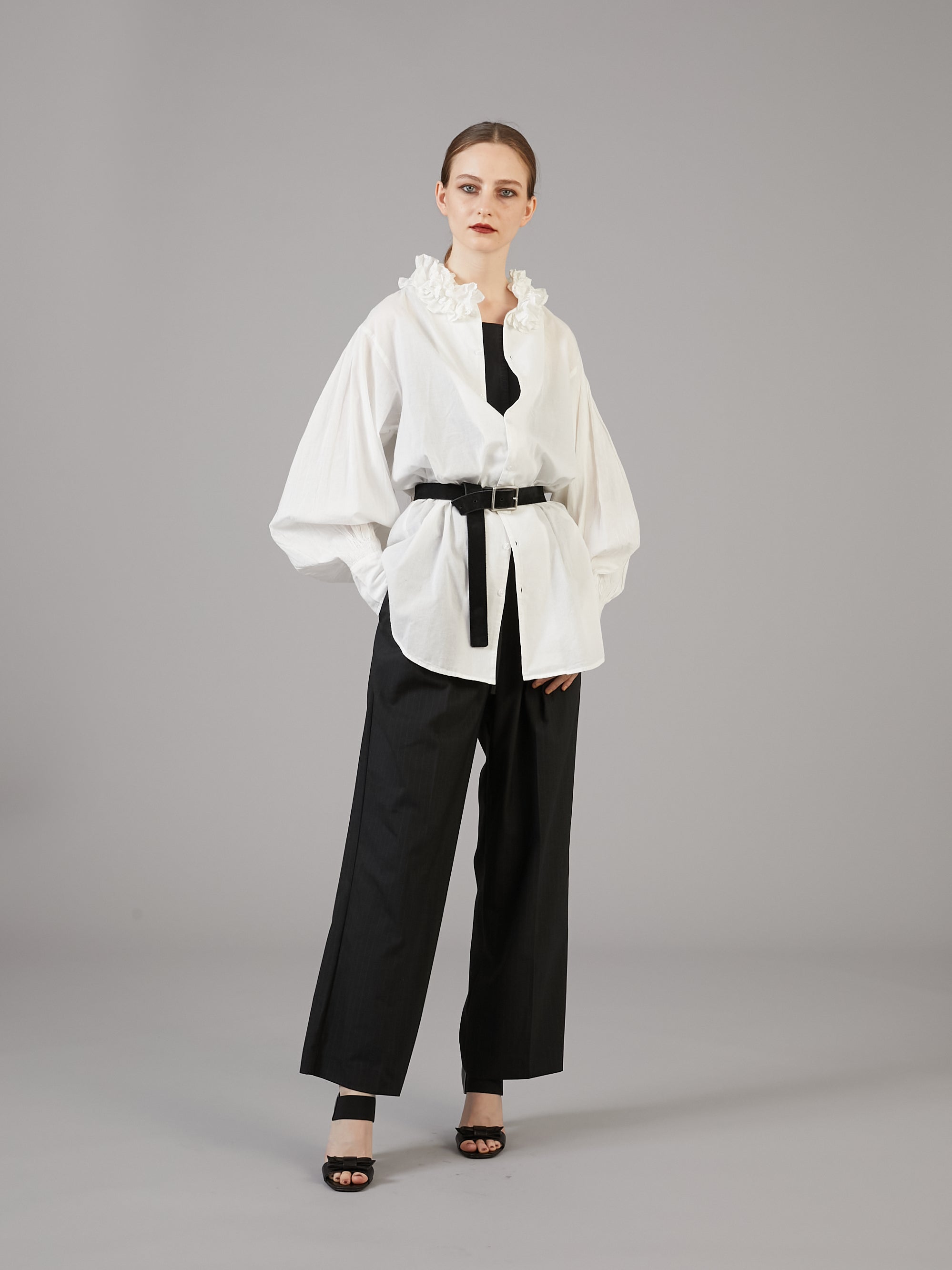 cotton frill coller shirts │ WHITE