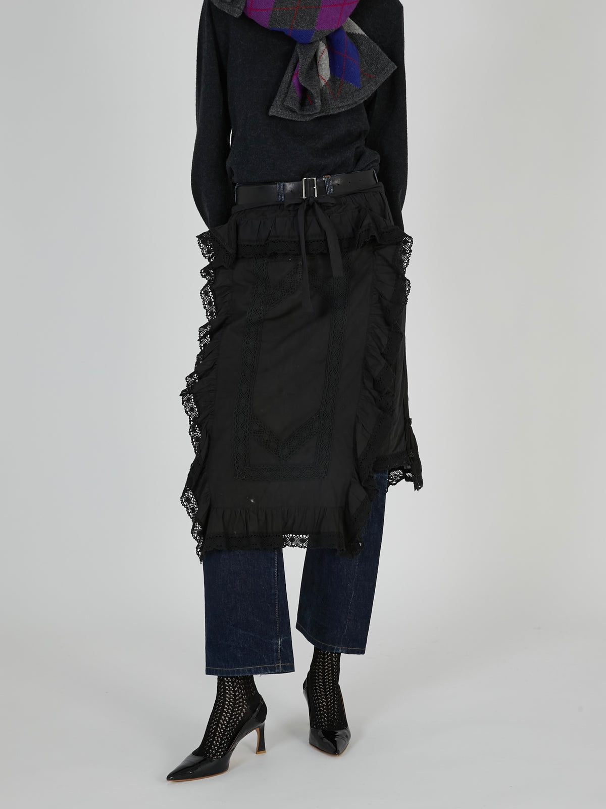 rebuild apron skirt|BLACK