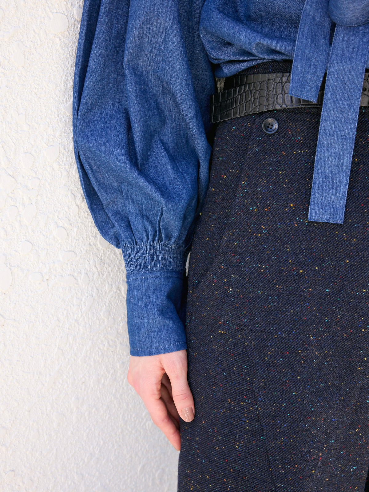 tweed stitch pants|NAVY