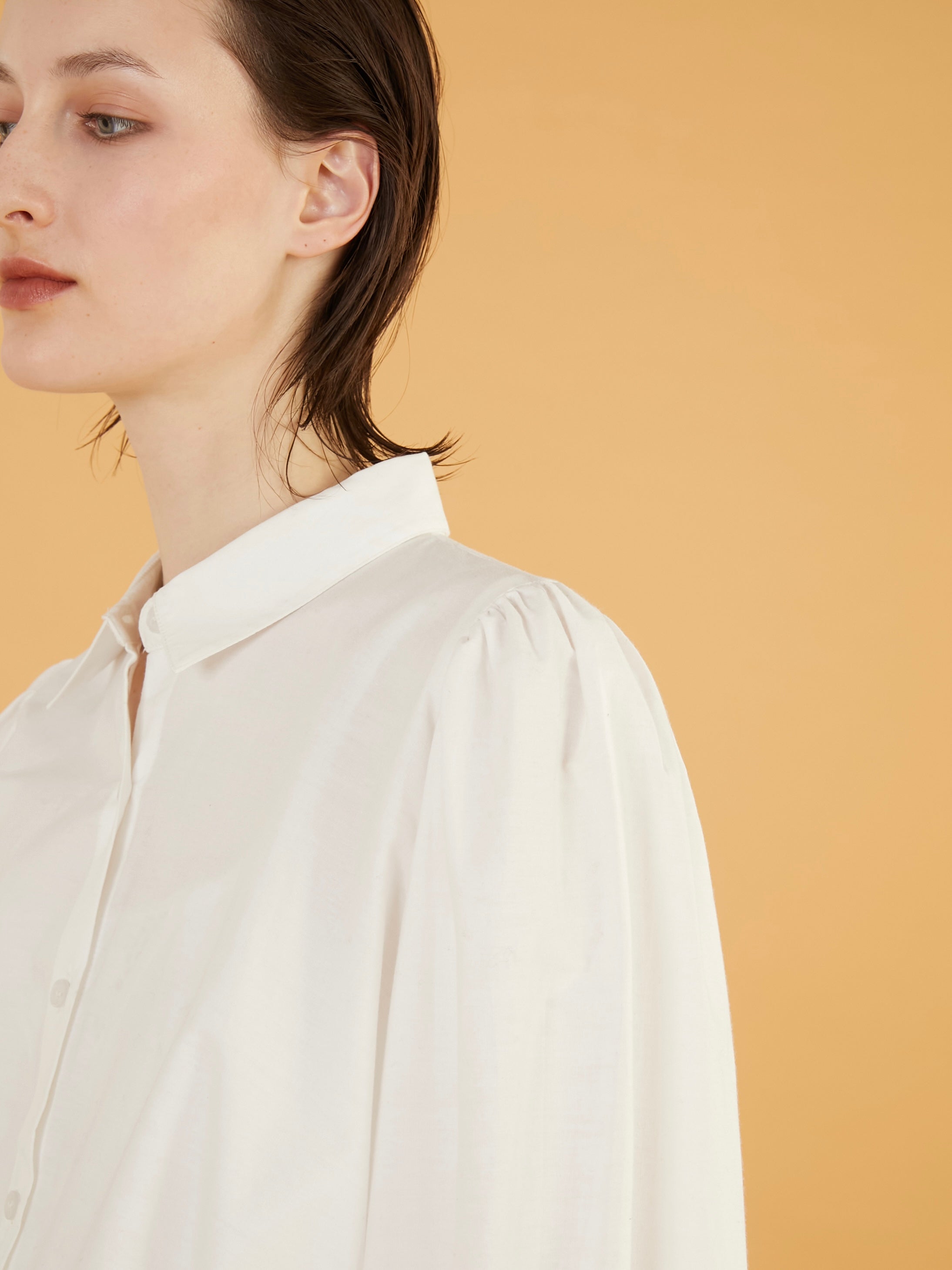 frill hem long sleeve shirts|WHITE