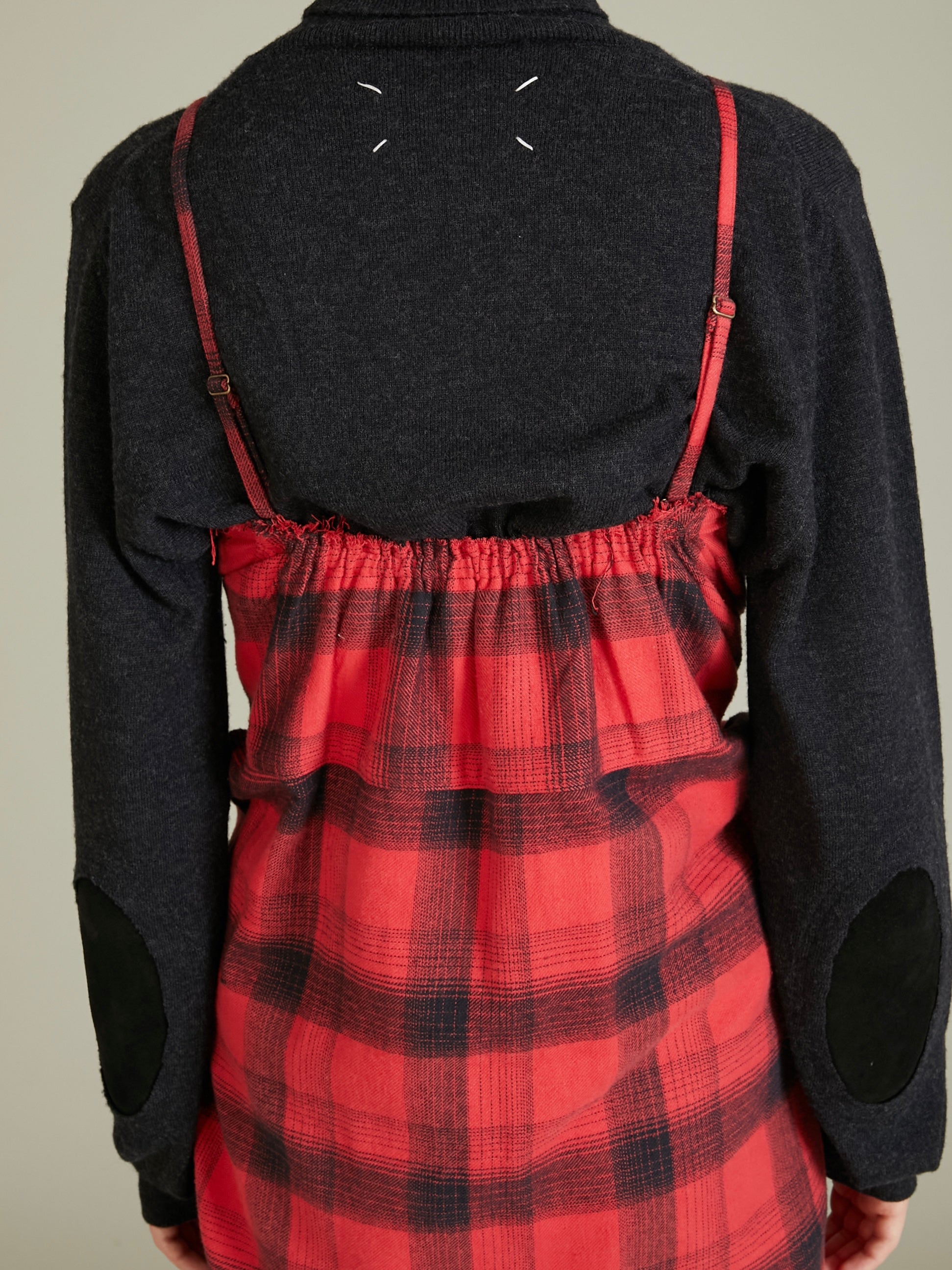 nel check shirt bustier|RED