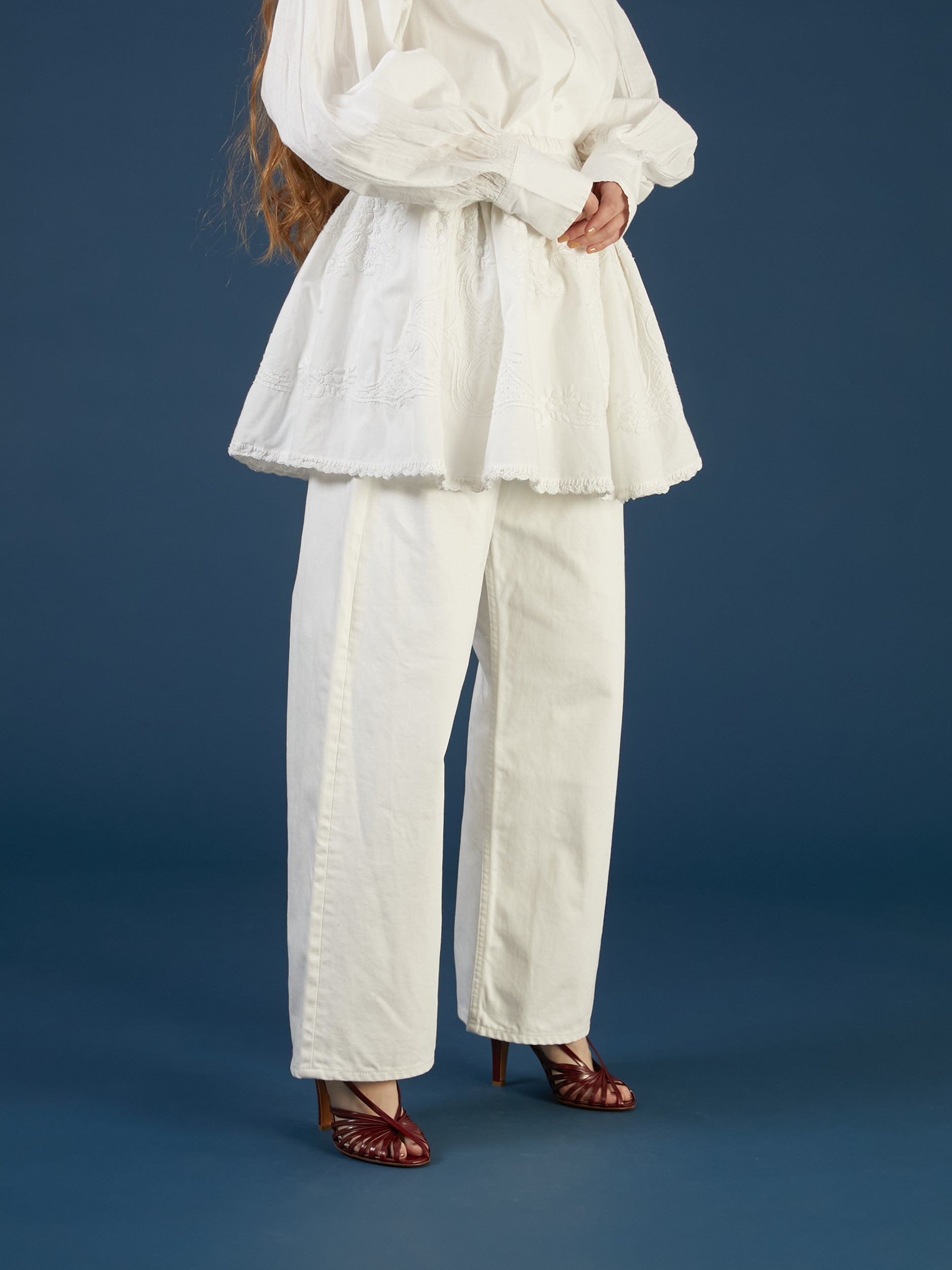 hand embroidery 2way mini skirt | WHITE