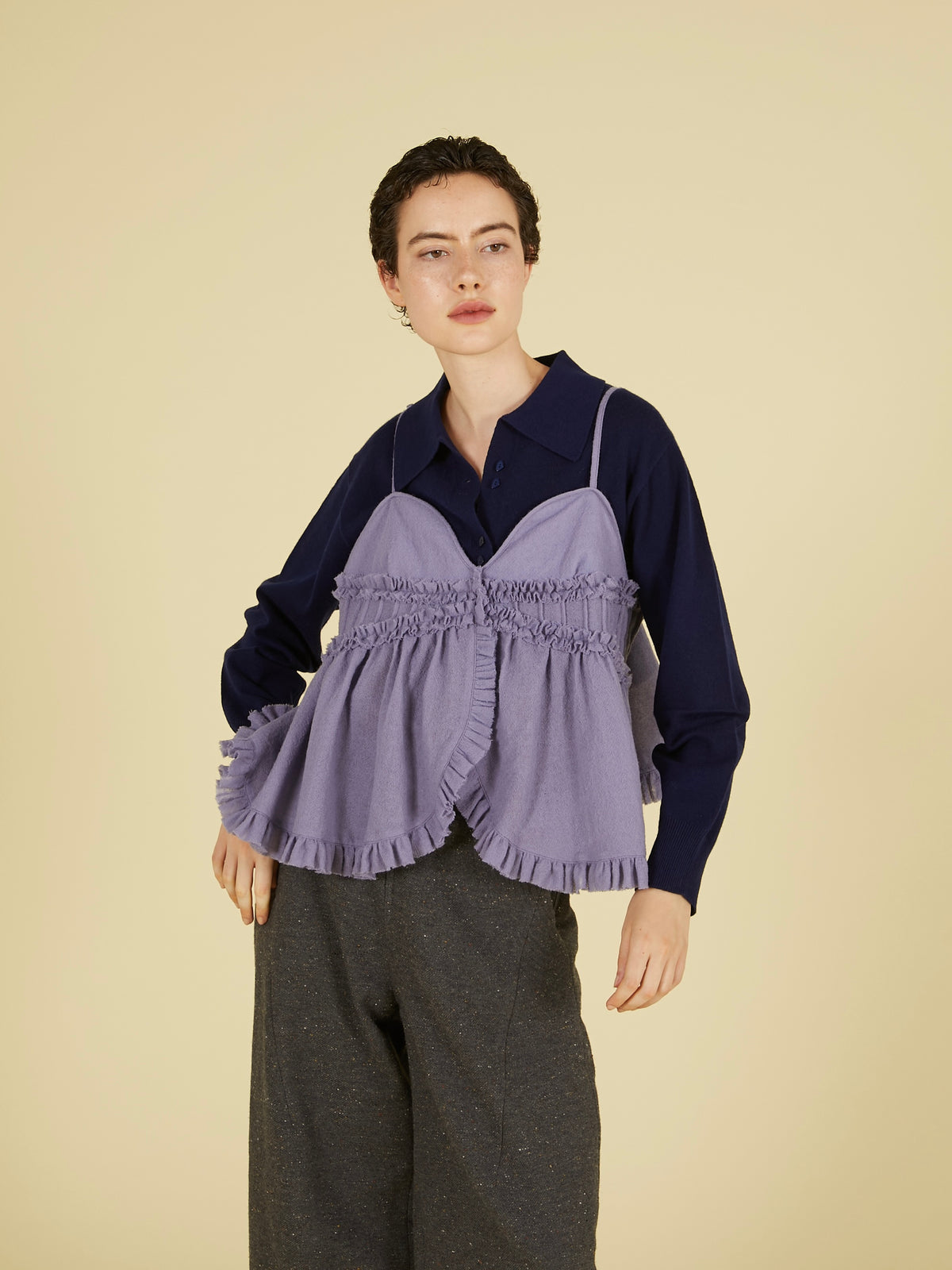frill monster cami|PURPLE