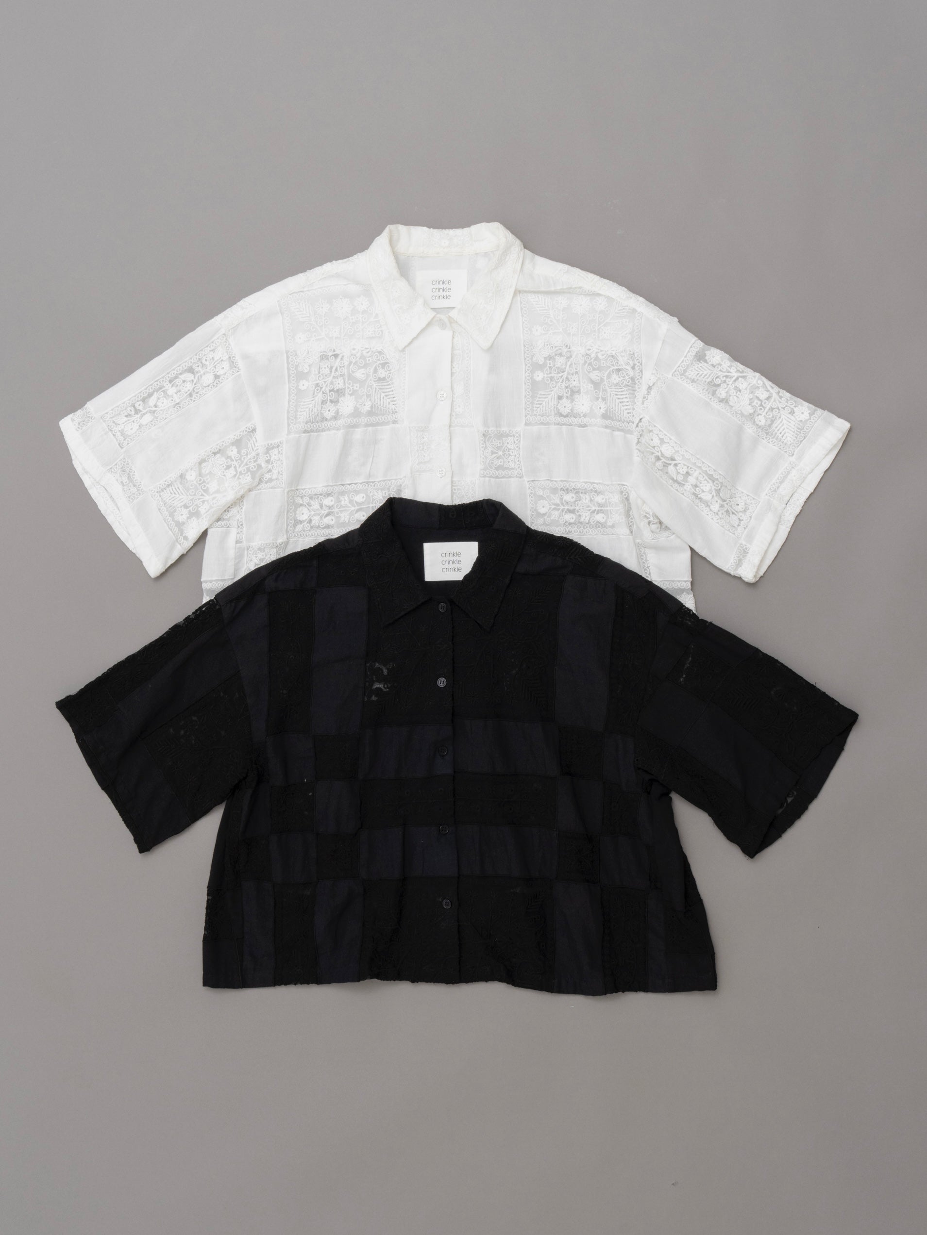 patchwork embroidery shirts | WHITE
