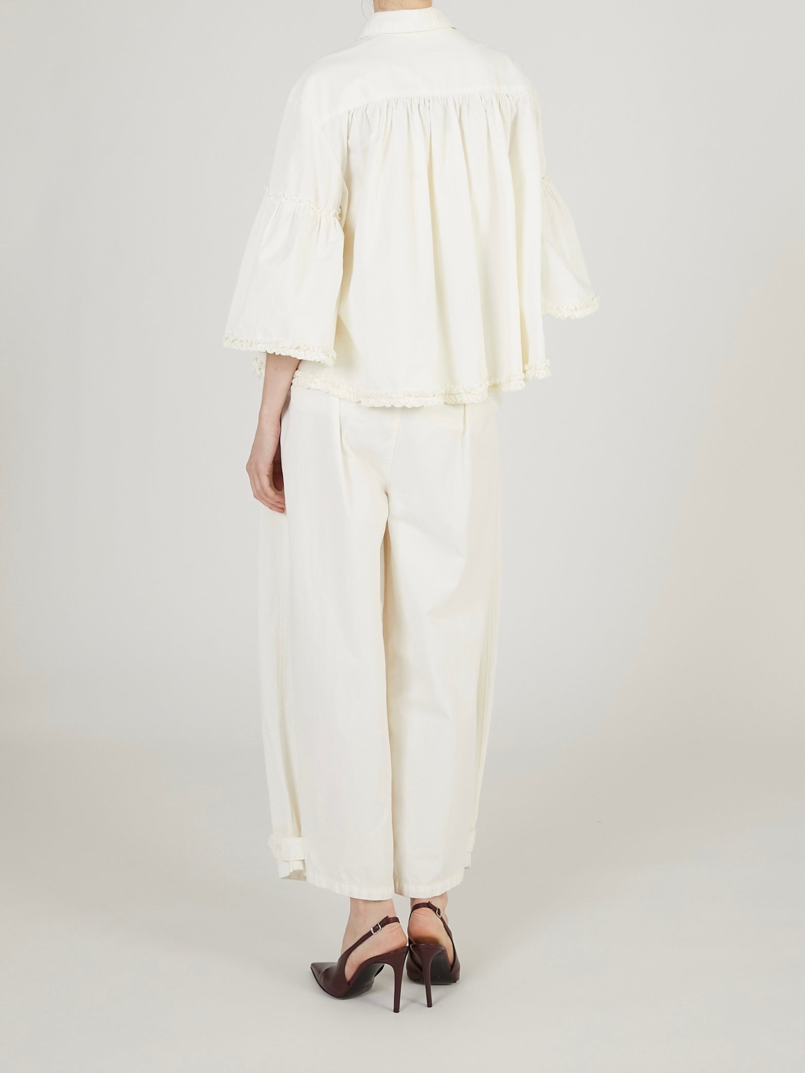 garment dye over tuck pants|IVORY