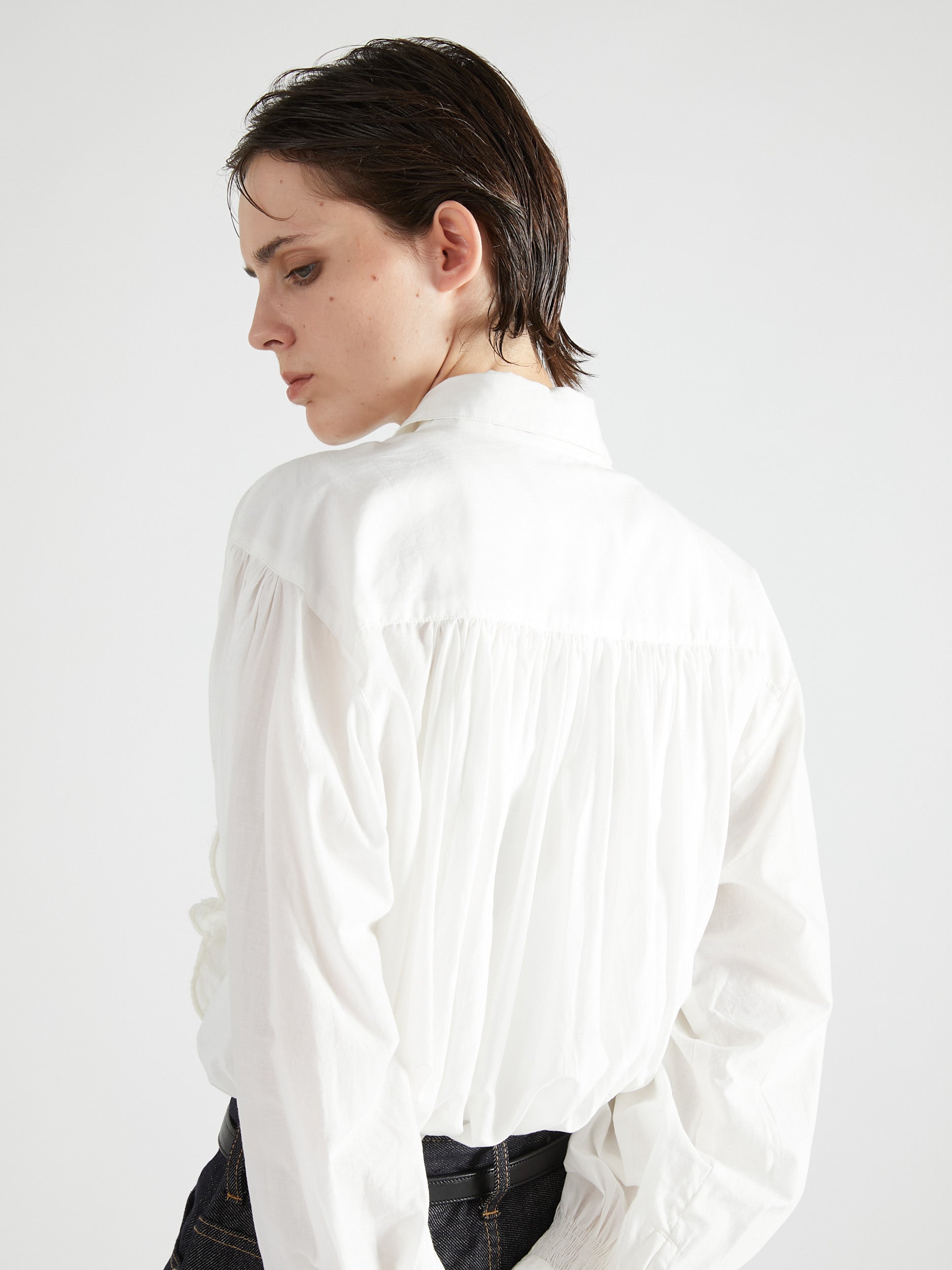front scallop ribbon blouse|WHITE