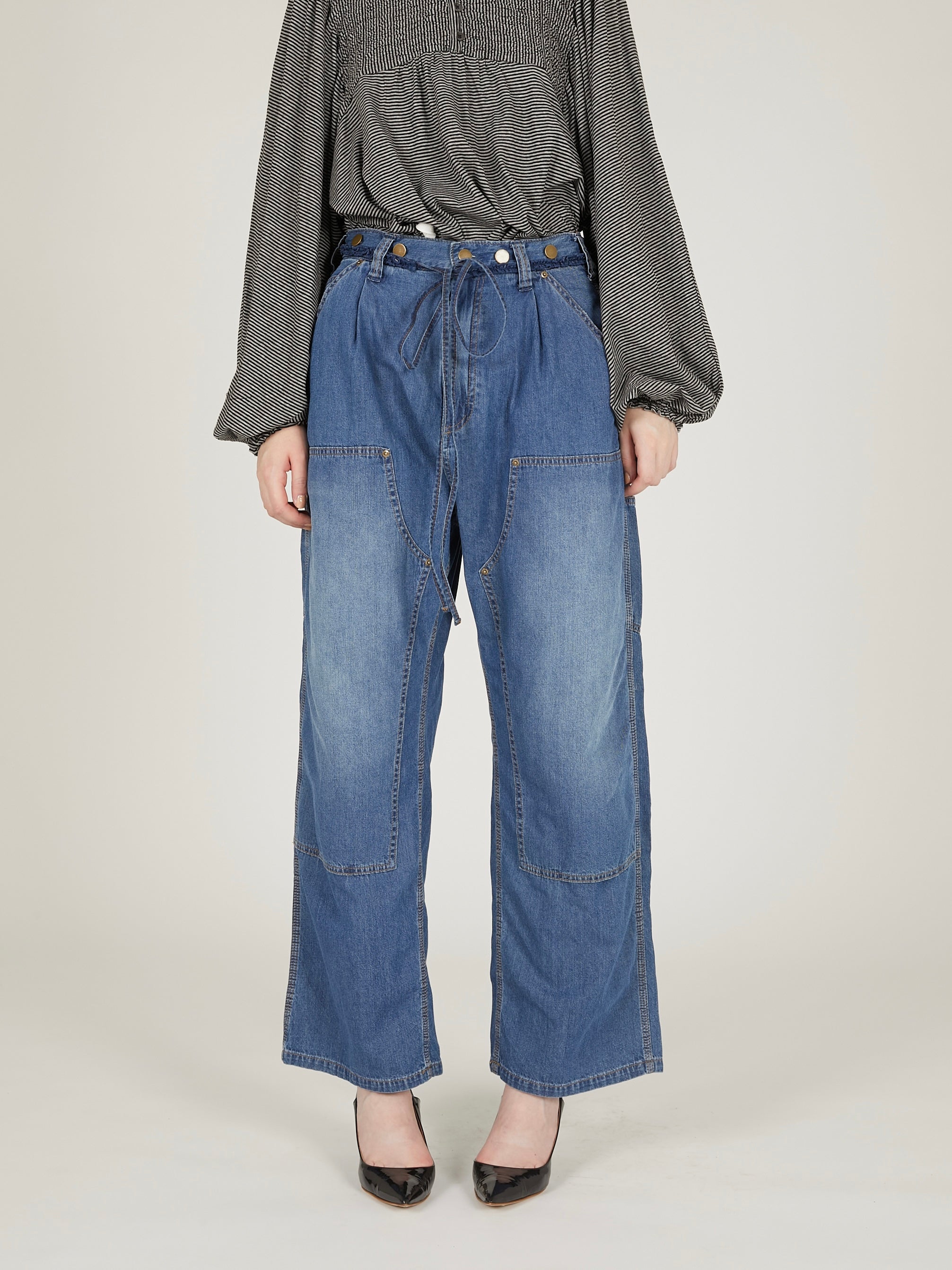double knee denim|BLUE