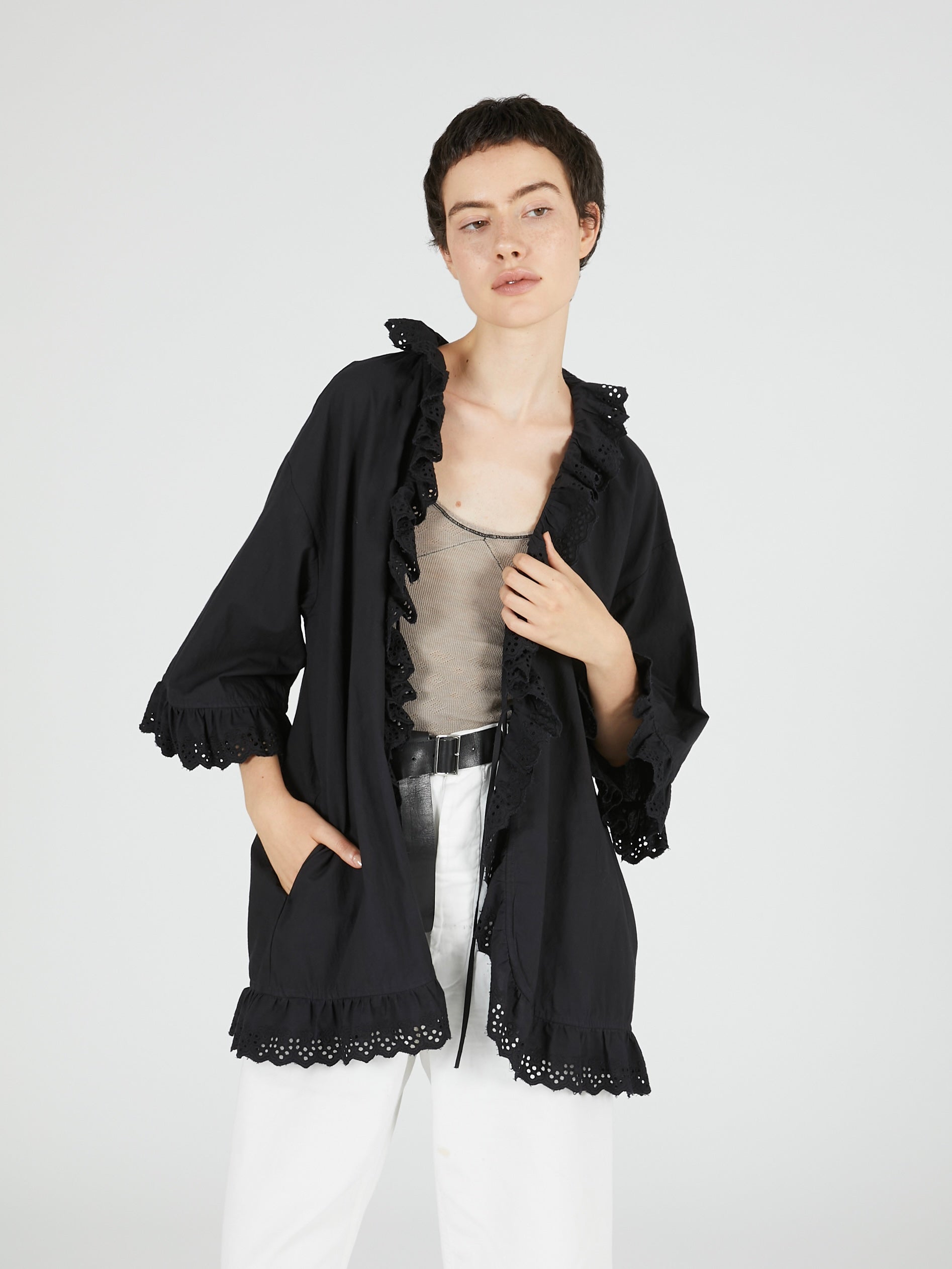 frill gawn blouse|BLACK