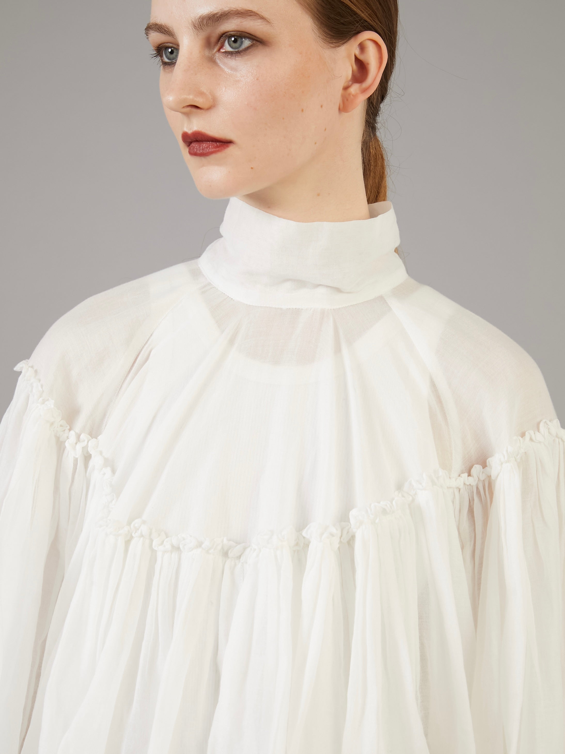 sheer poncho blouse | WHITE