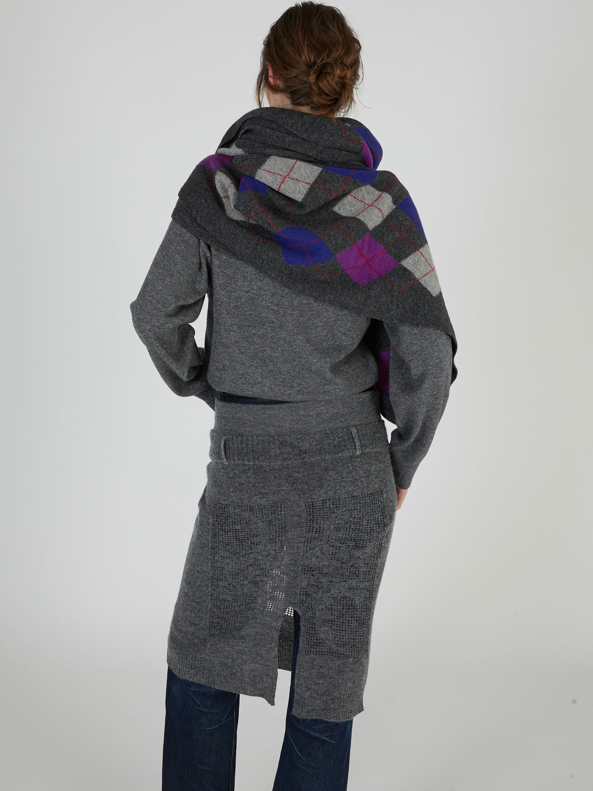 point tail 2way knit skirt|GRAY