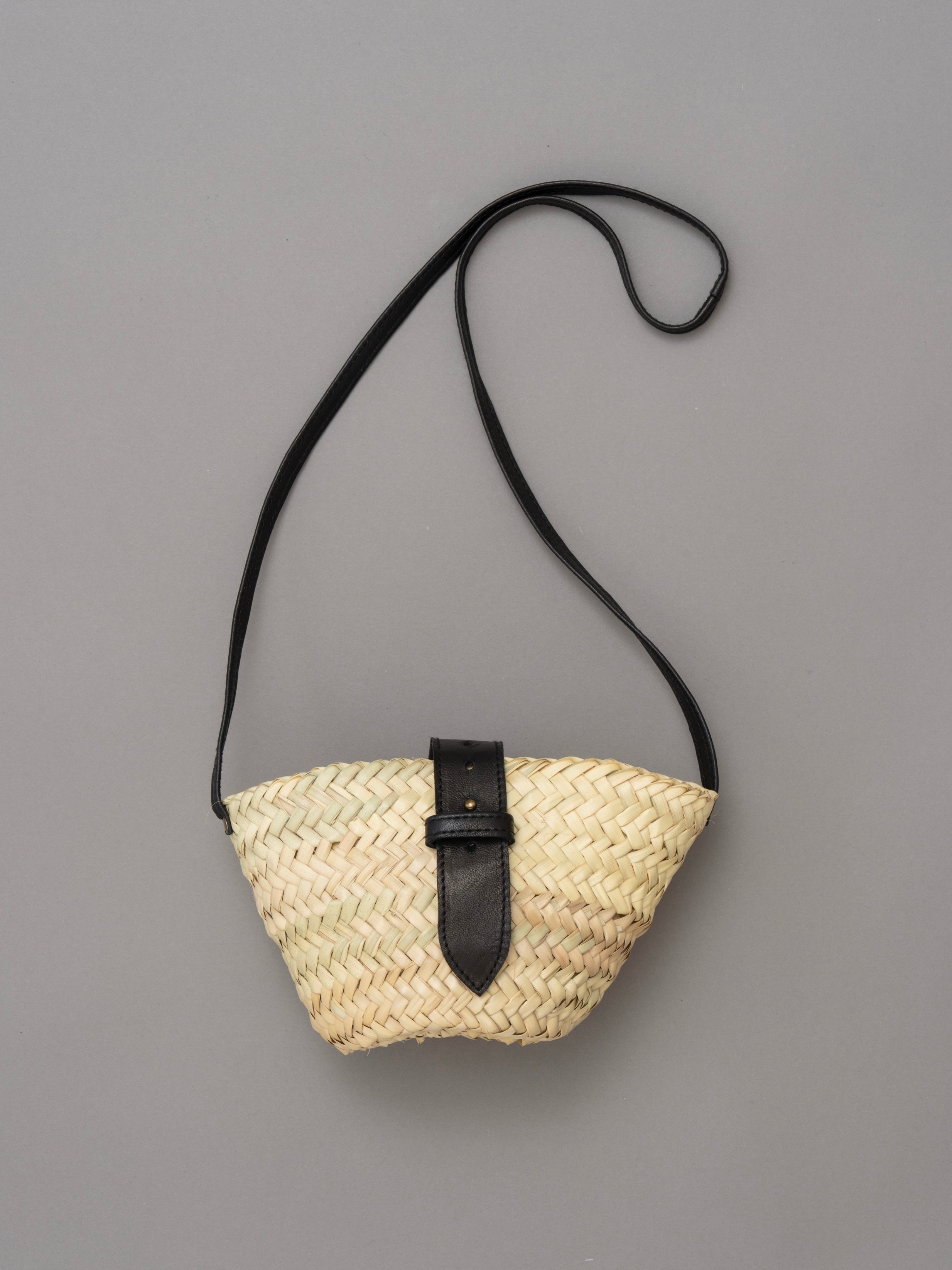 raffia leather 2way bag