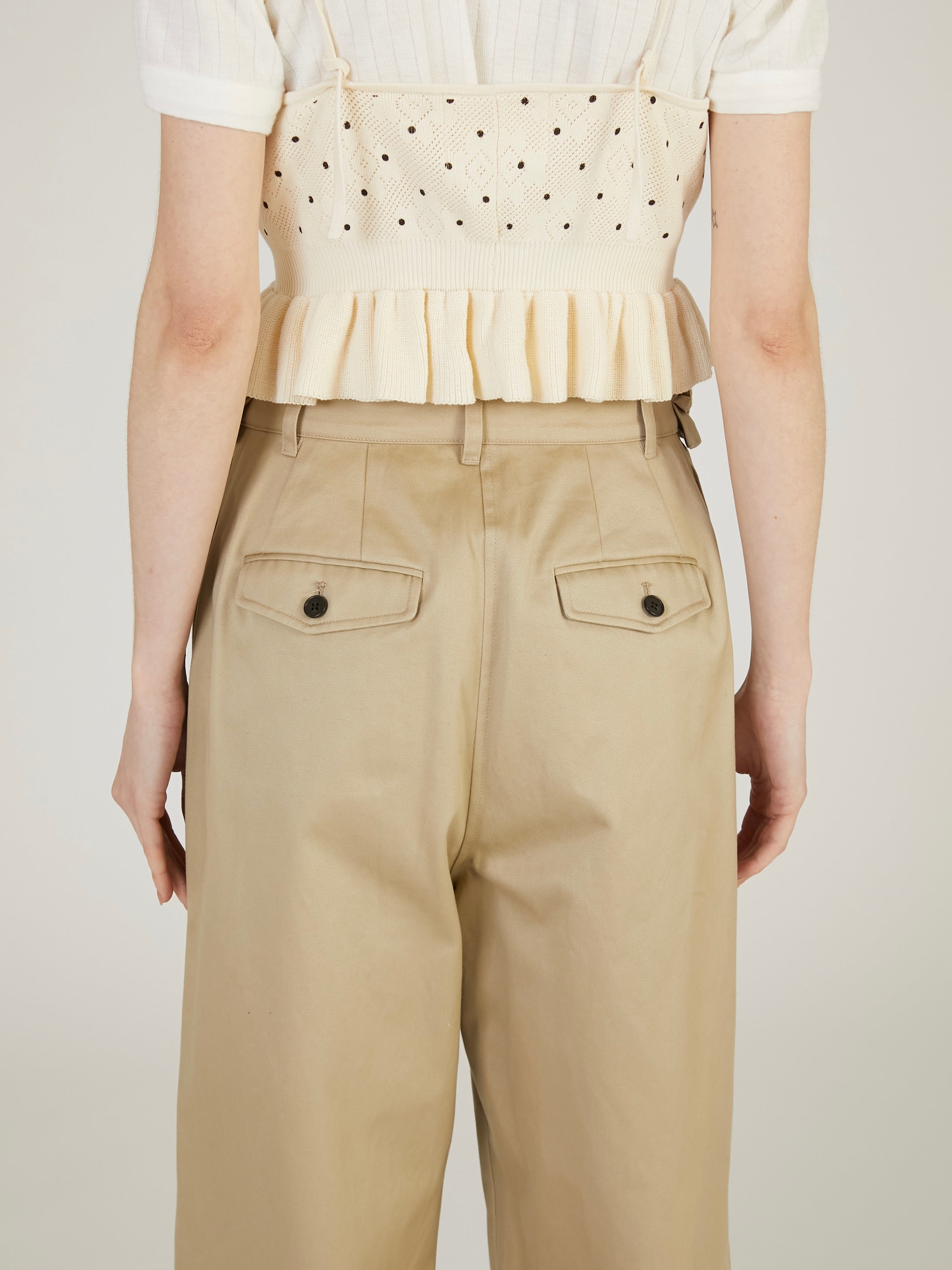 frill belt chino pants|BEIGE