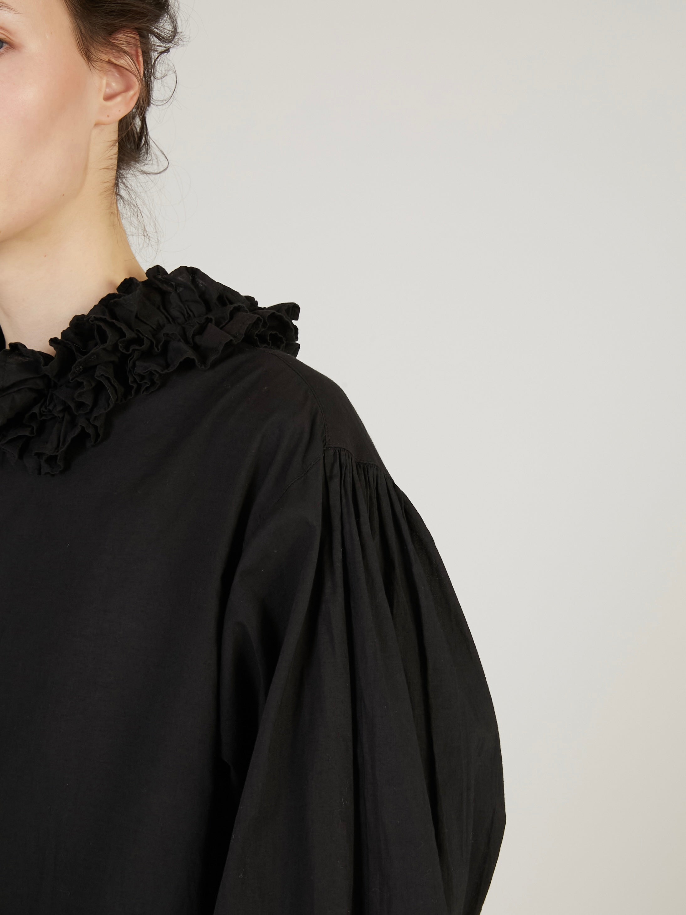 cotton frill coller shirts|BLACK