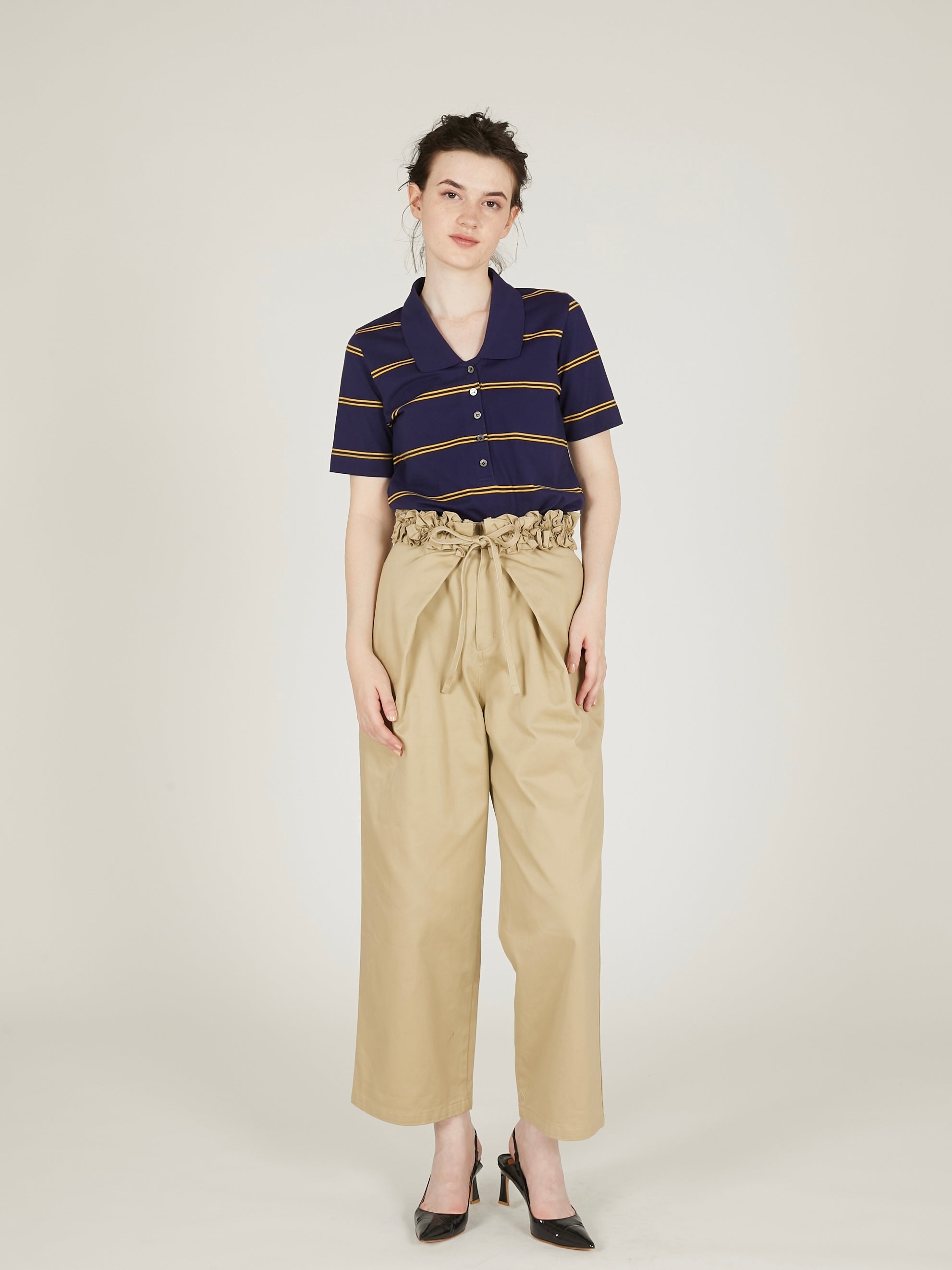 row neck border polo|NAVY