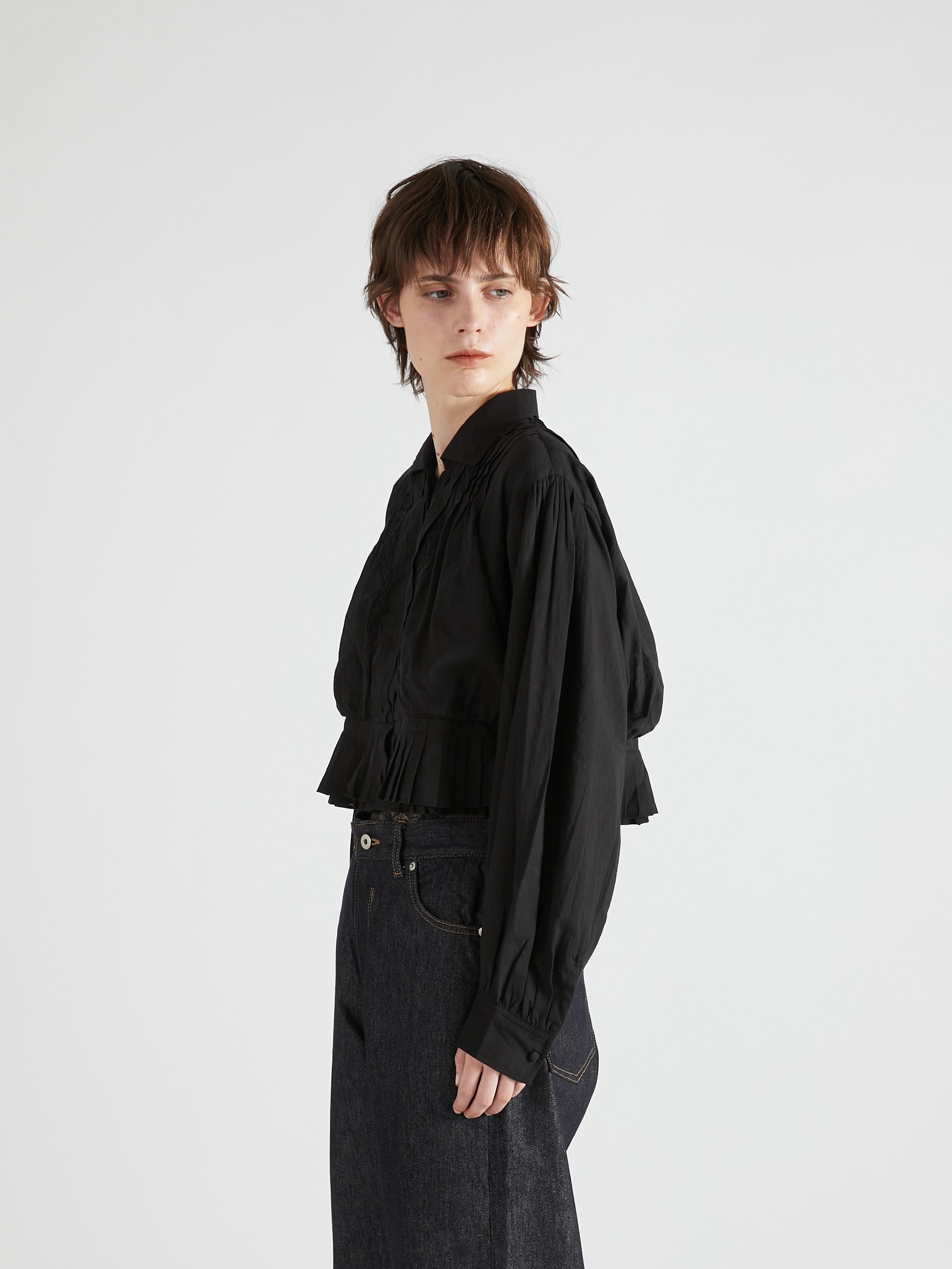 cord embroidery blouse|BLACK