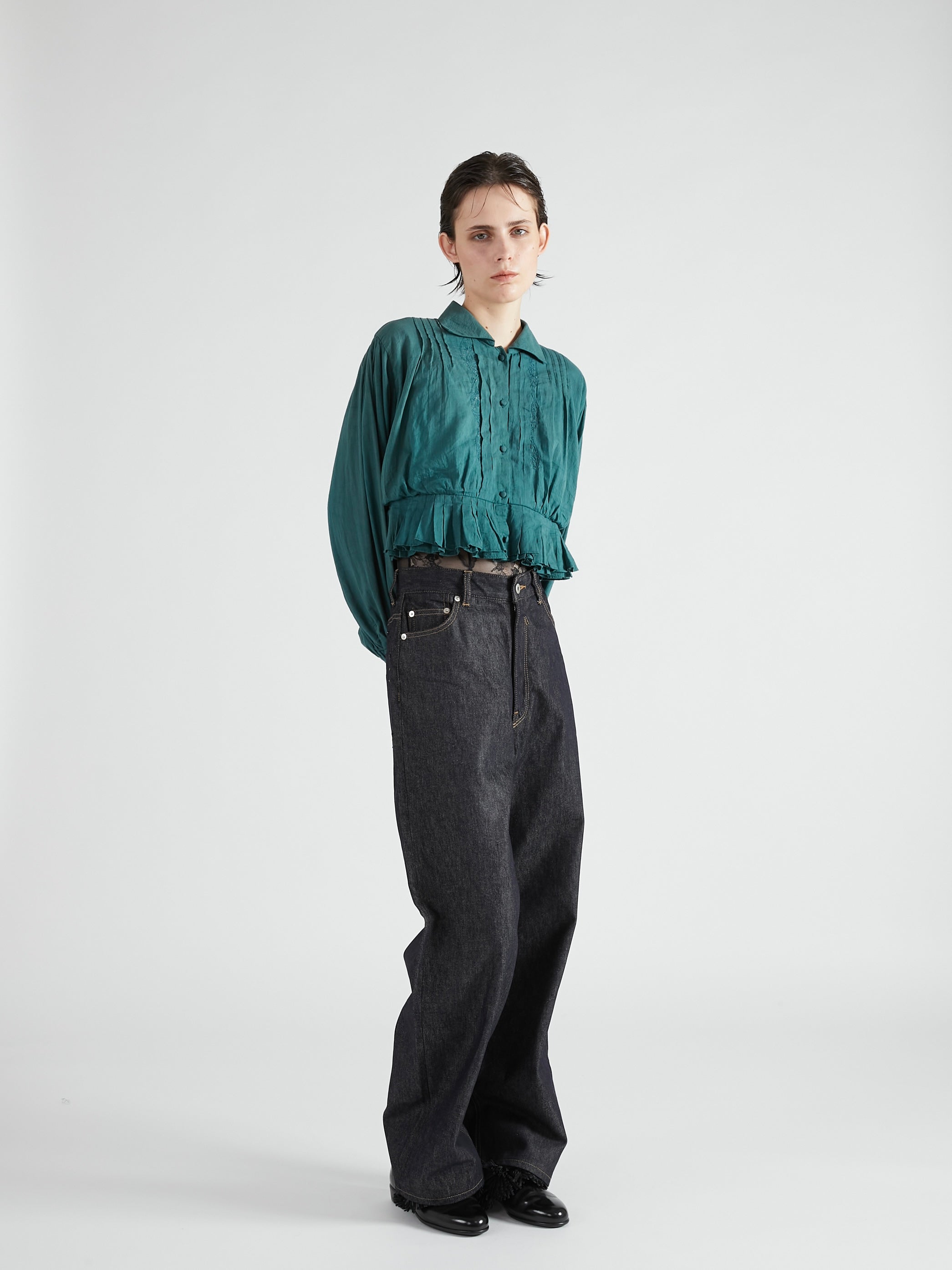 cord embroidery blouse|GREEN