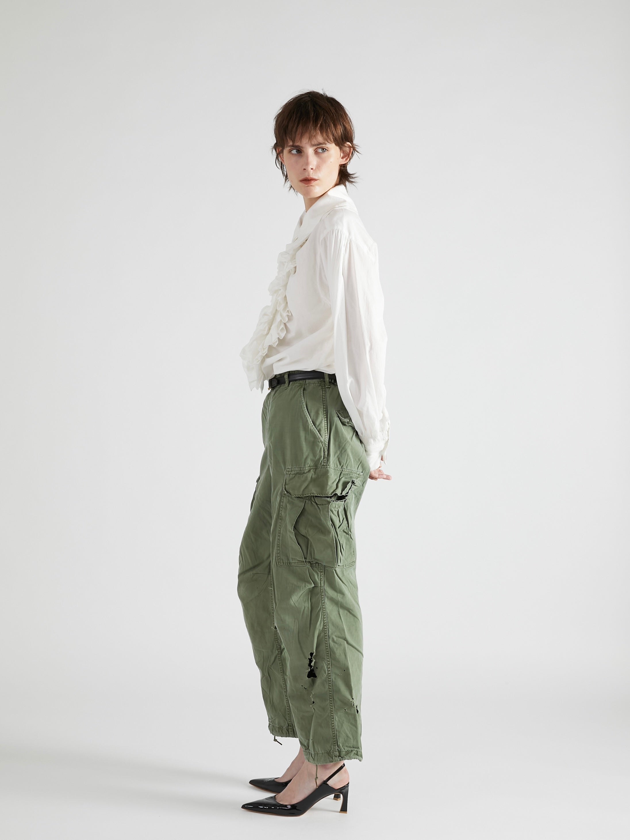double collar frill blouse |WHITE