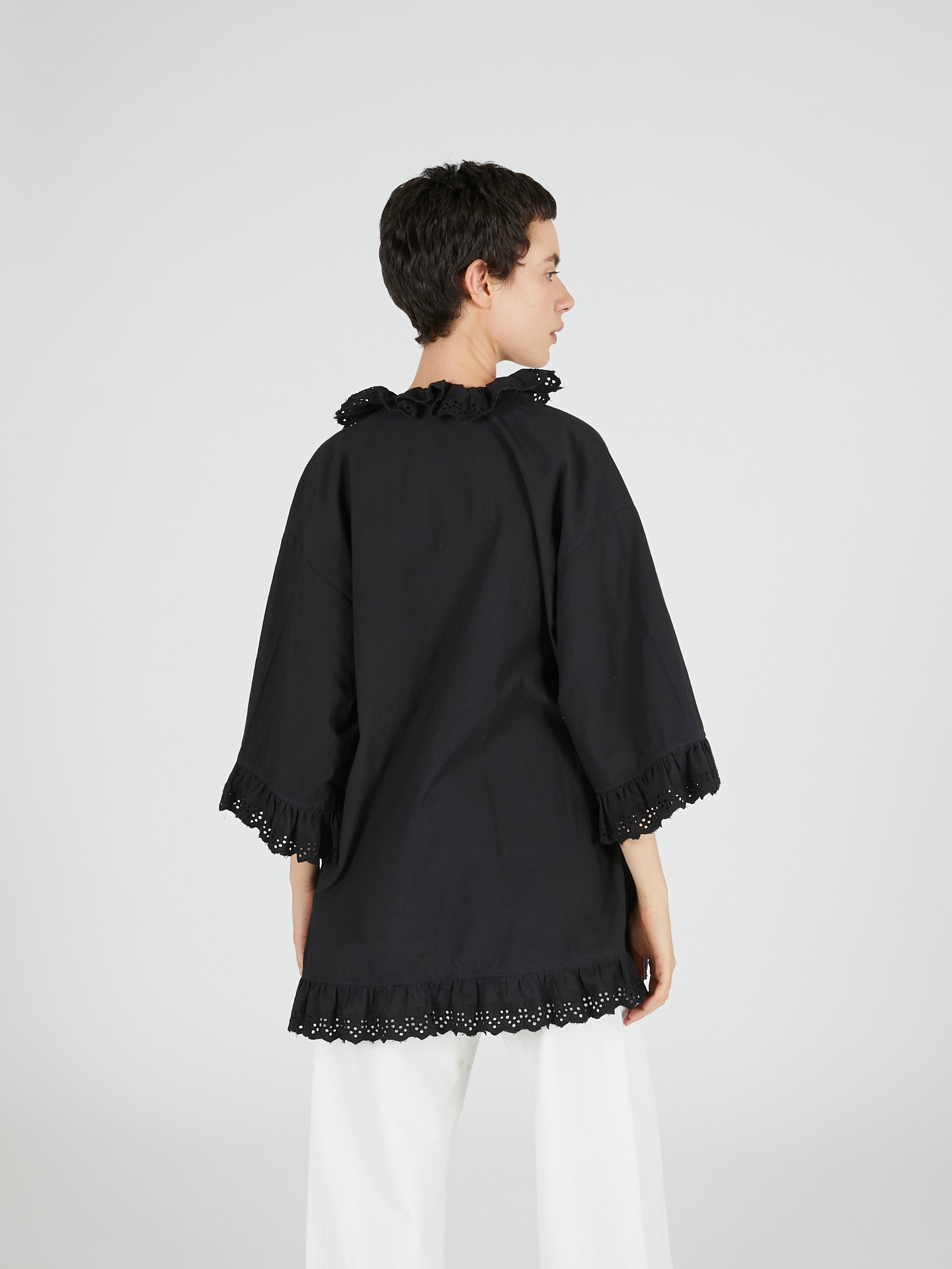 frill gawn blouse|BLACK