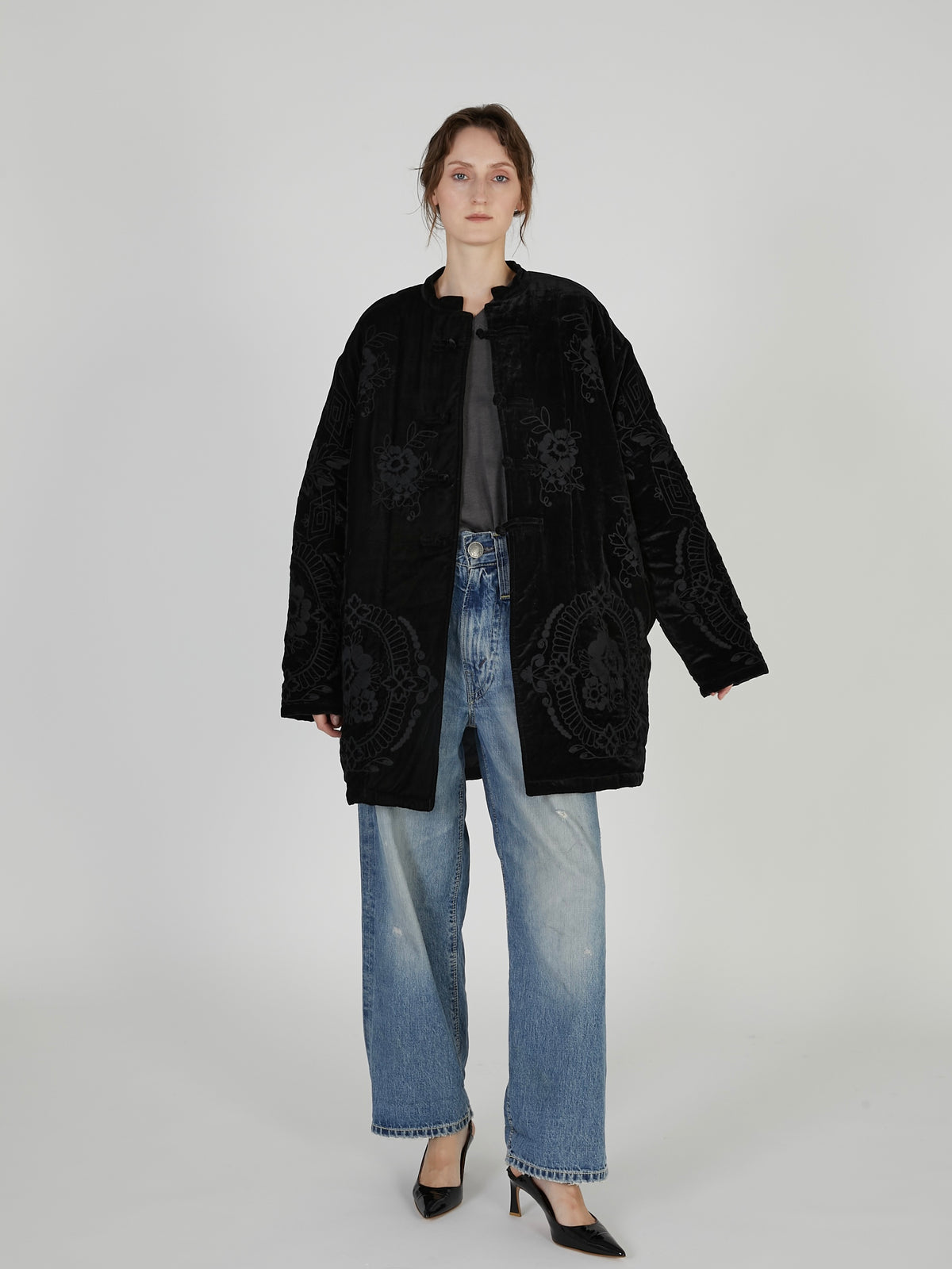 tape embroidery velvet bluson|BLACK