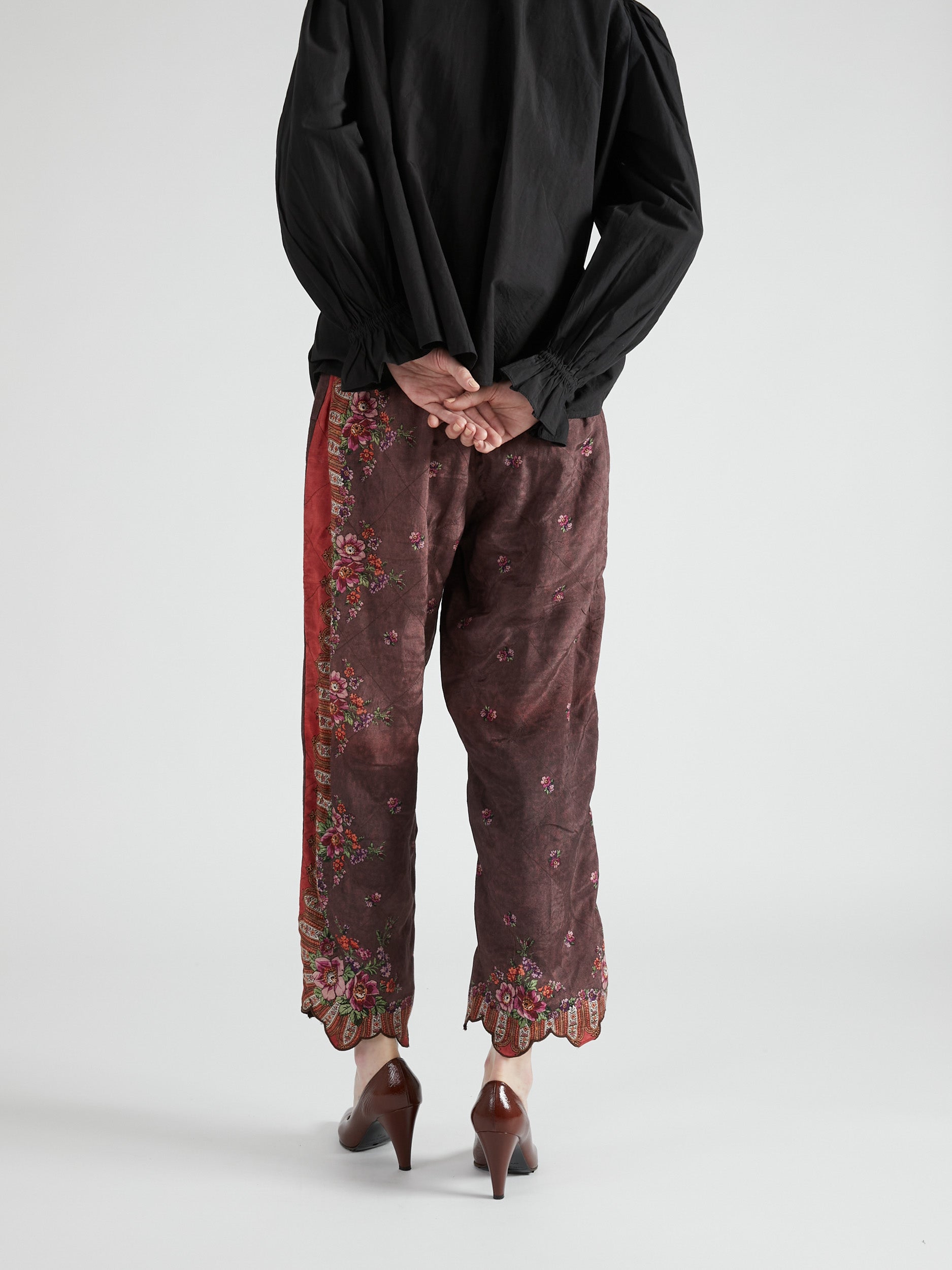 pattern quilt pants|RED