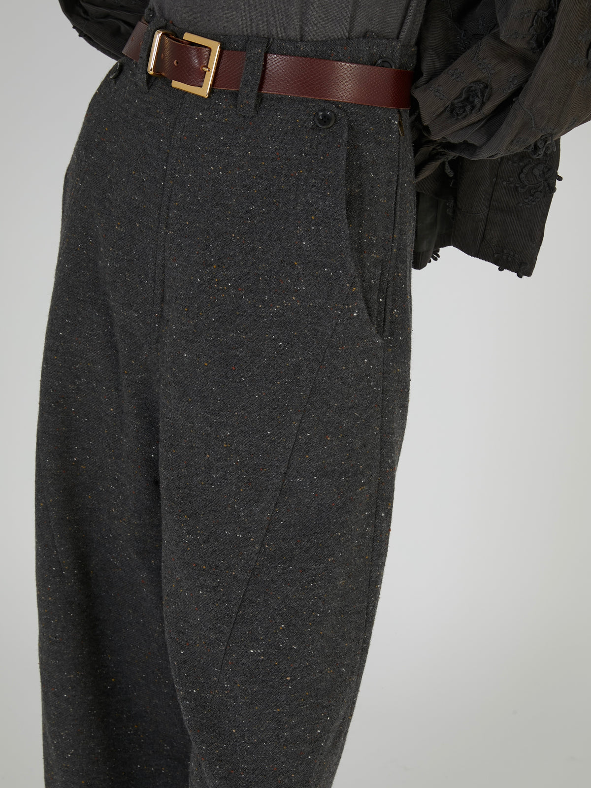 tweed stitch pants|GREY