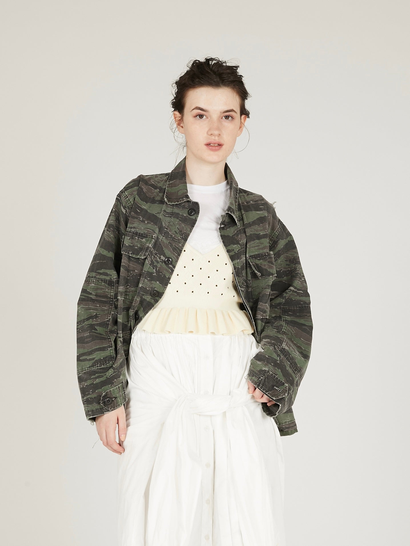 flower Jacquard dot camisole|IVORY