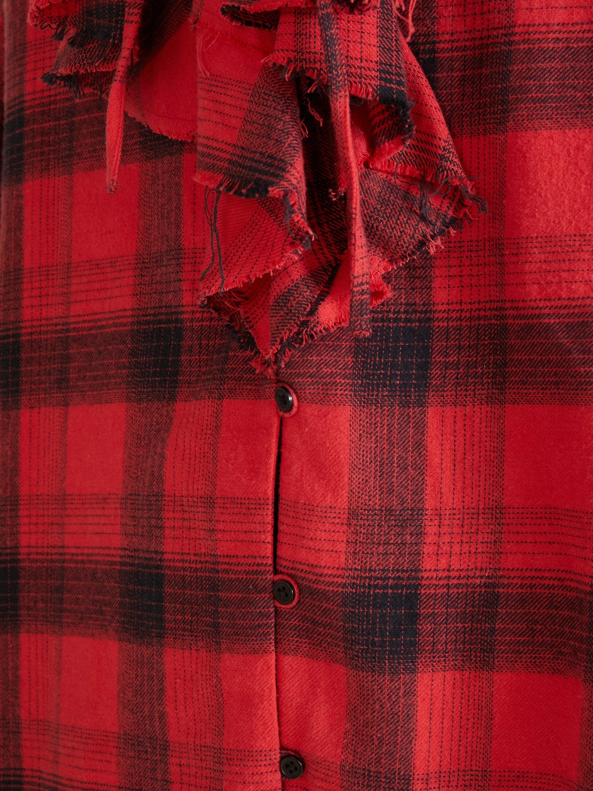 nel check ruffle blouse|RED