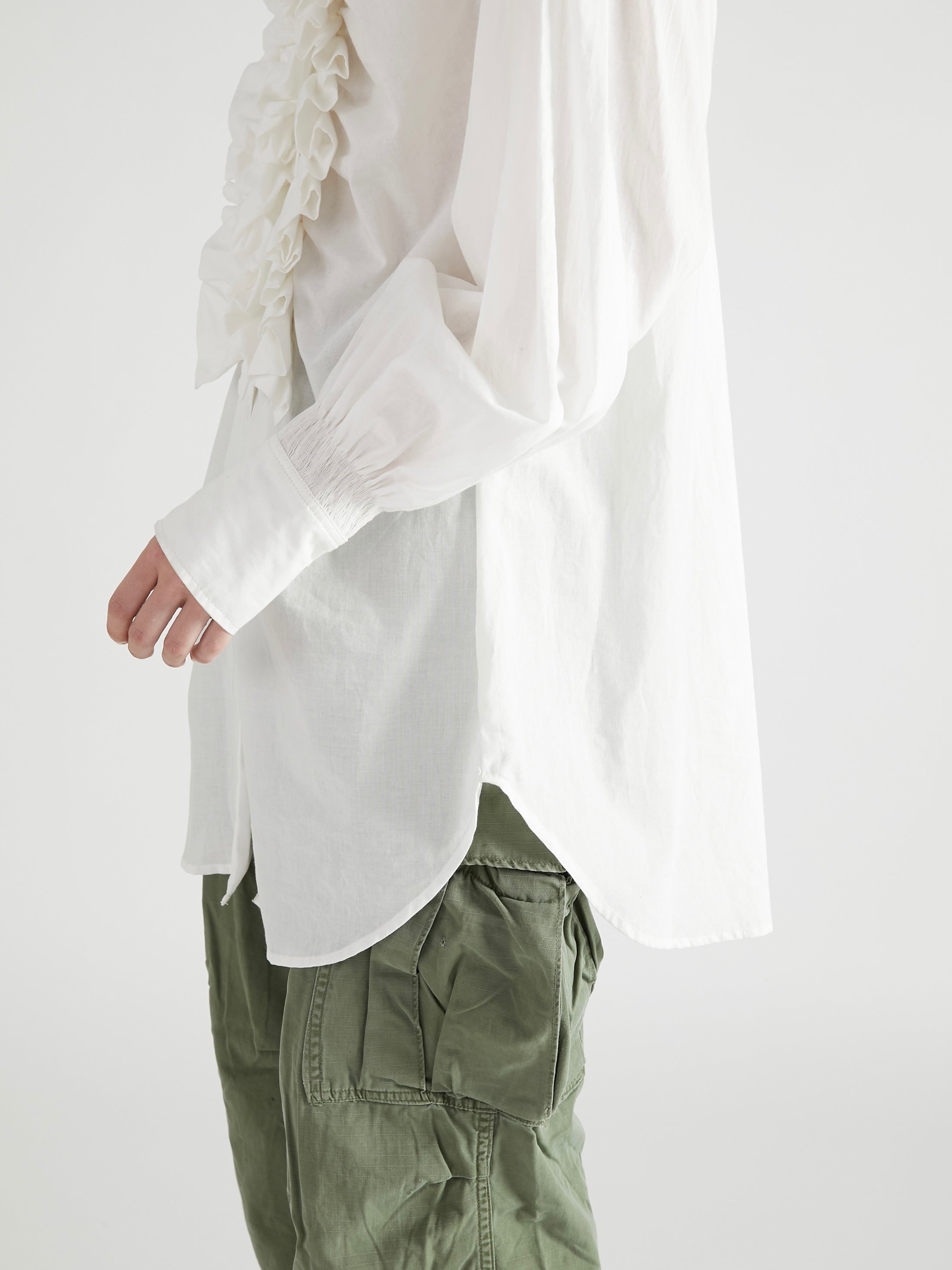 double collar frill blouse |WHITE