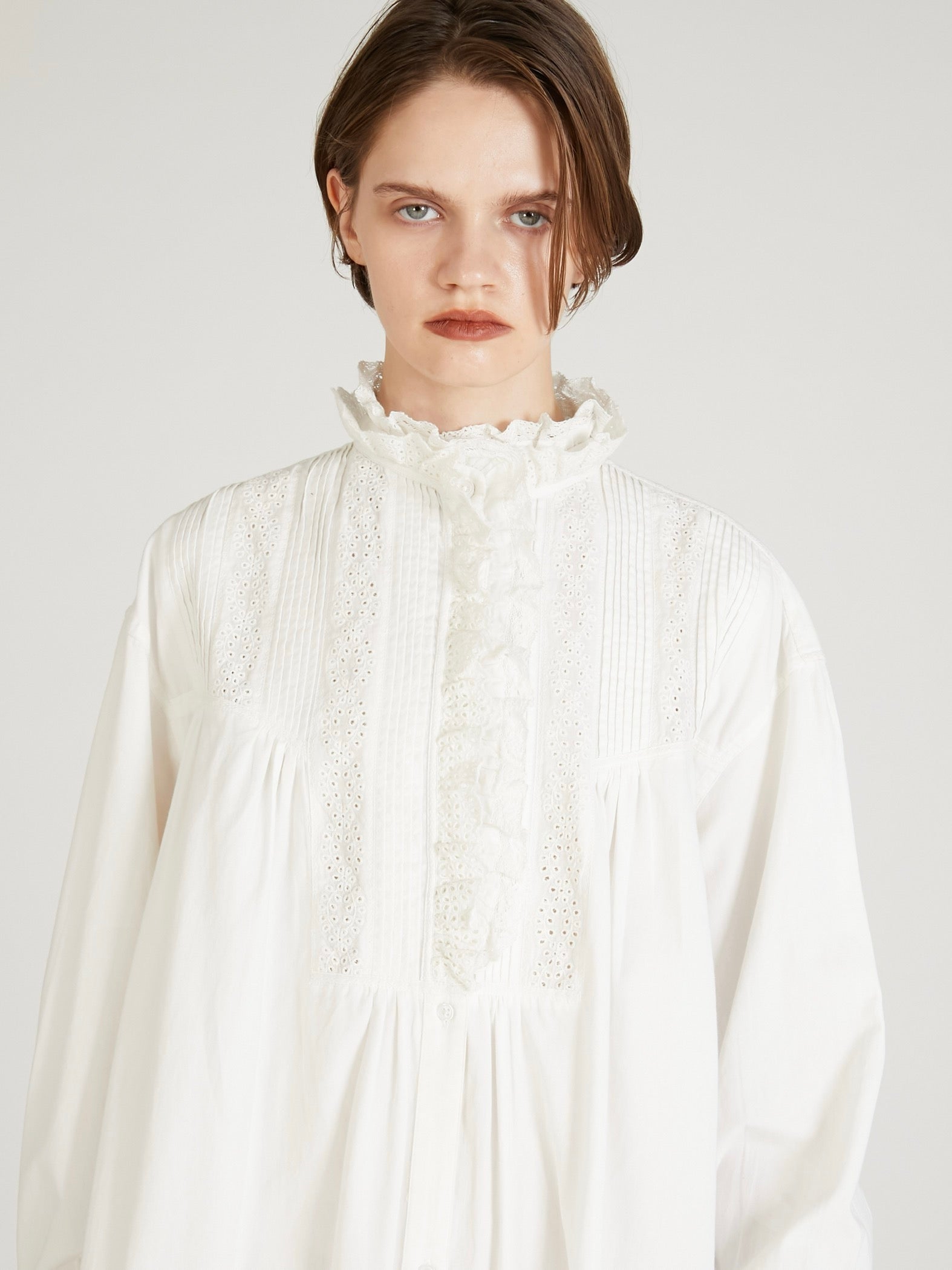 rebuild lace shirt dress|WHITE