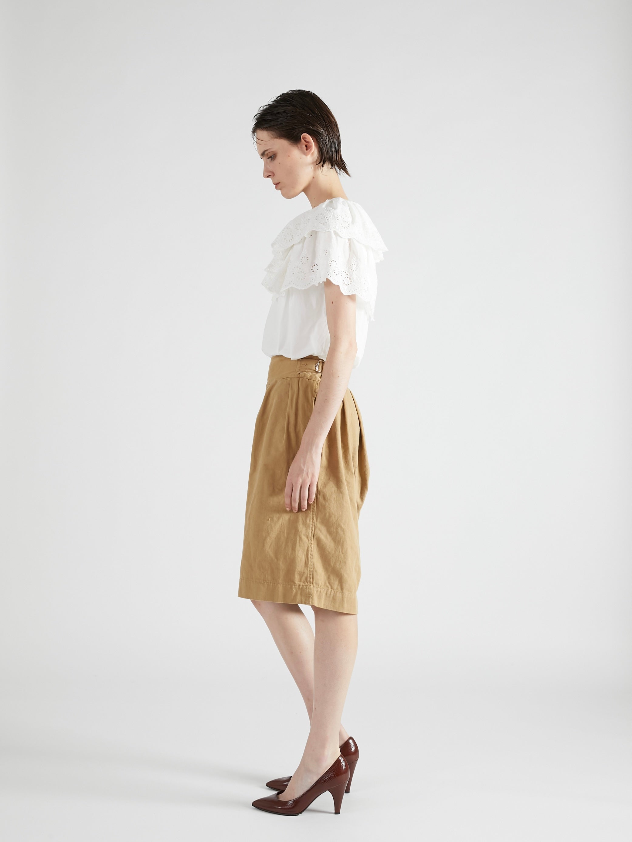 cutwork embroidery blouse | WHITE