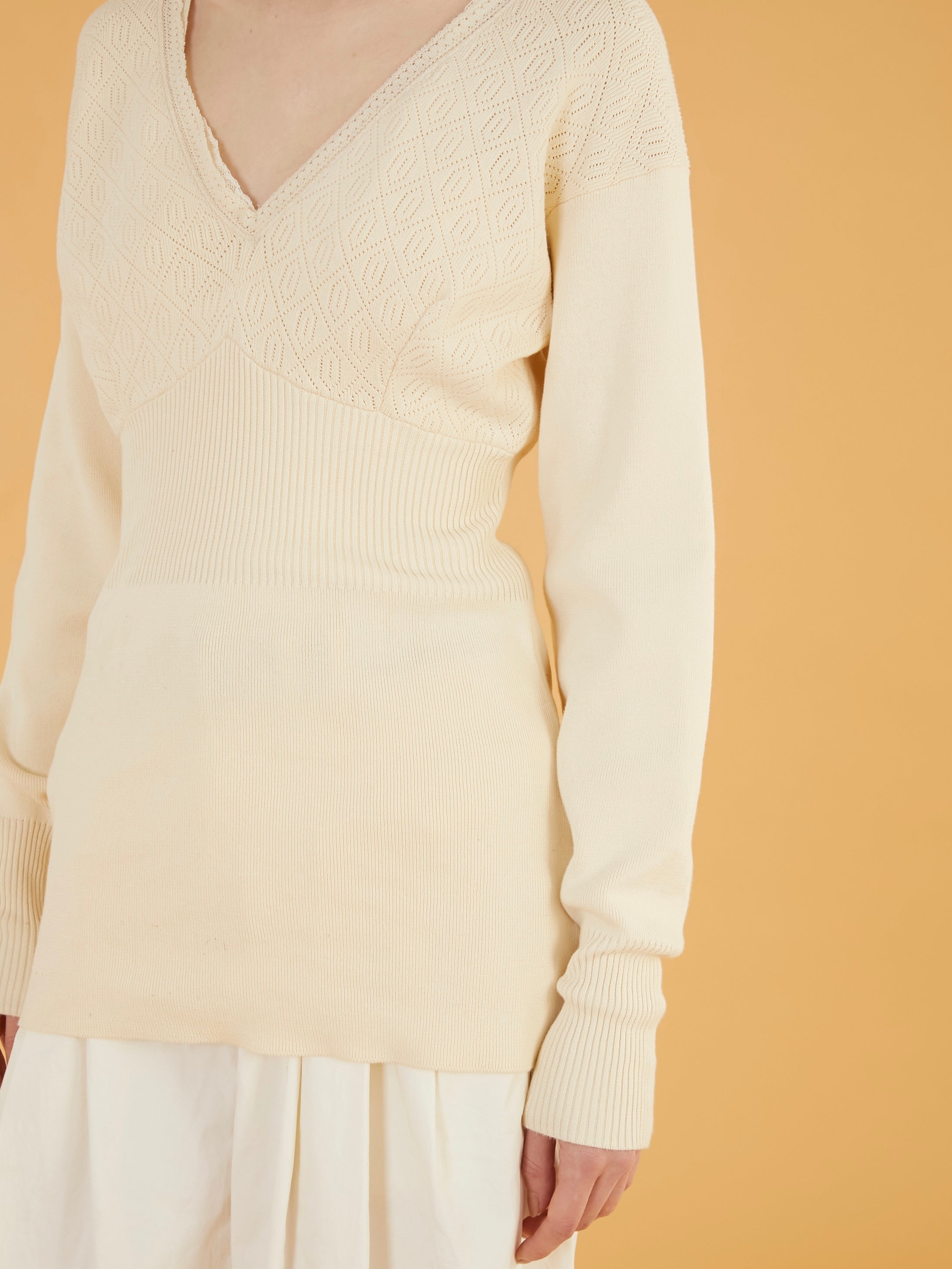 geometric jacquard knit|IVORY