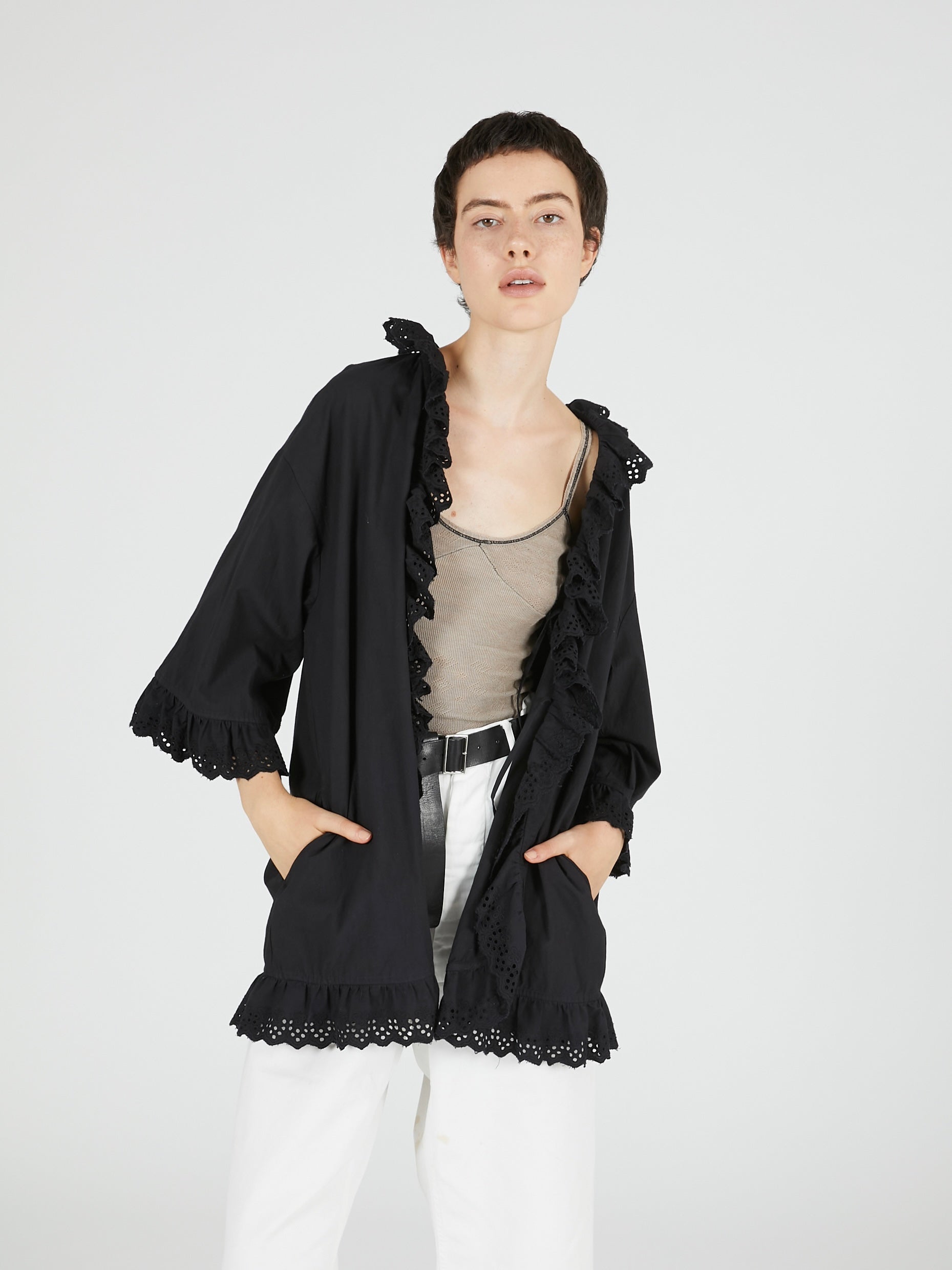 frill gawn blouse|BLACK
