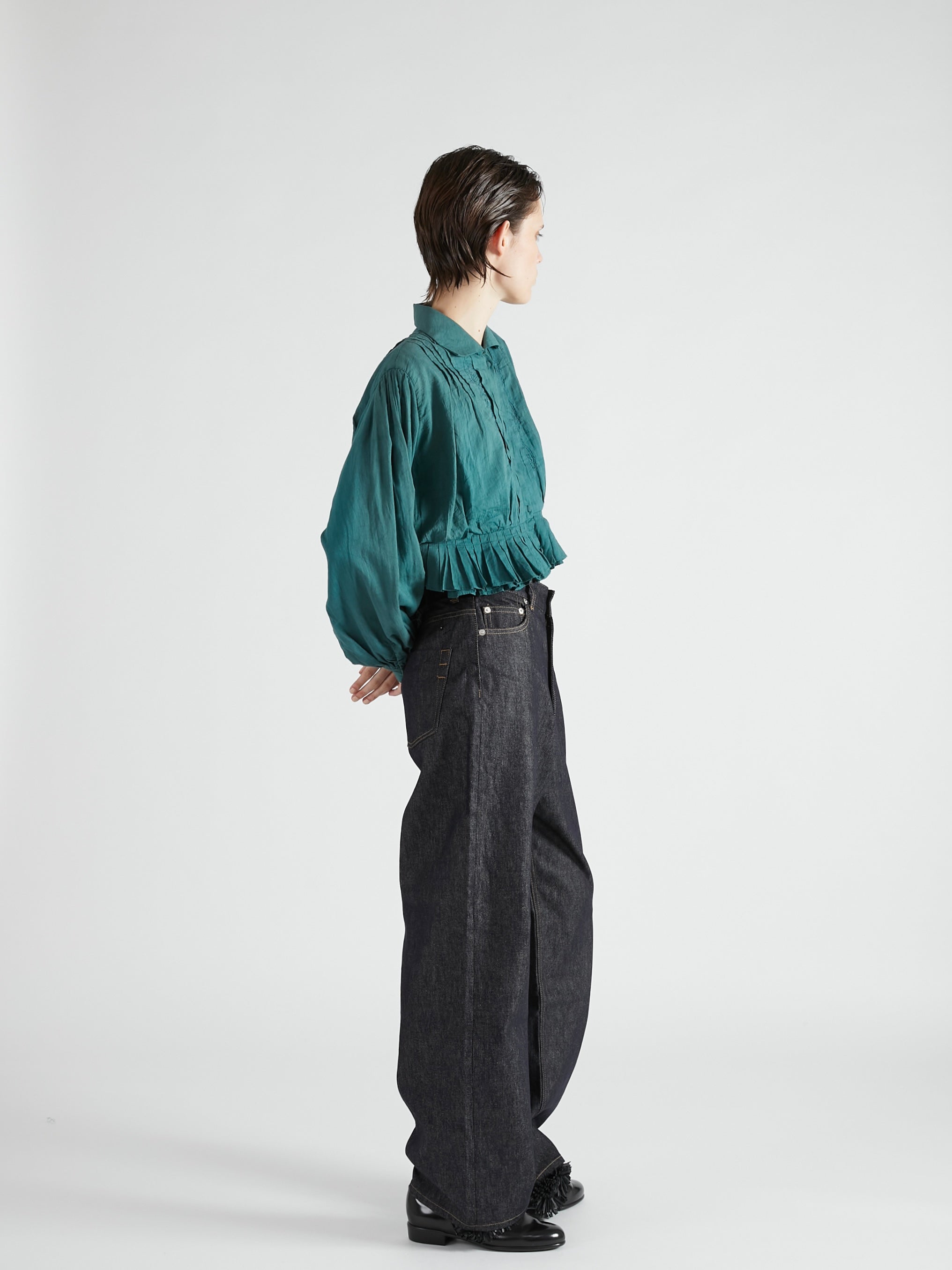 cord embroidery blouse|GREEN