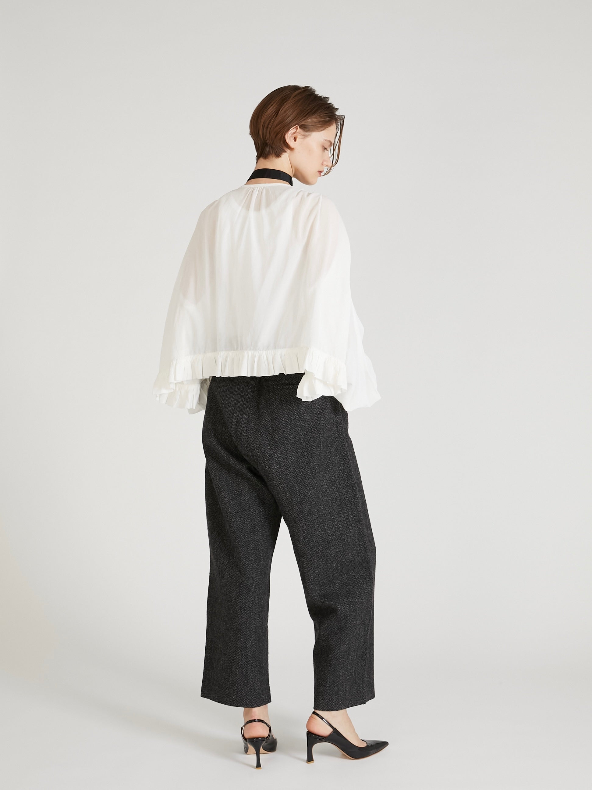 scallop frill blouse|WHITE