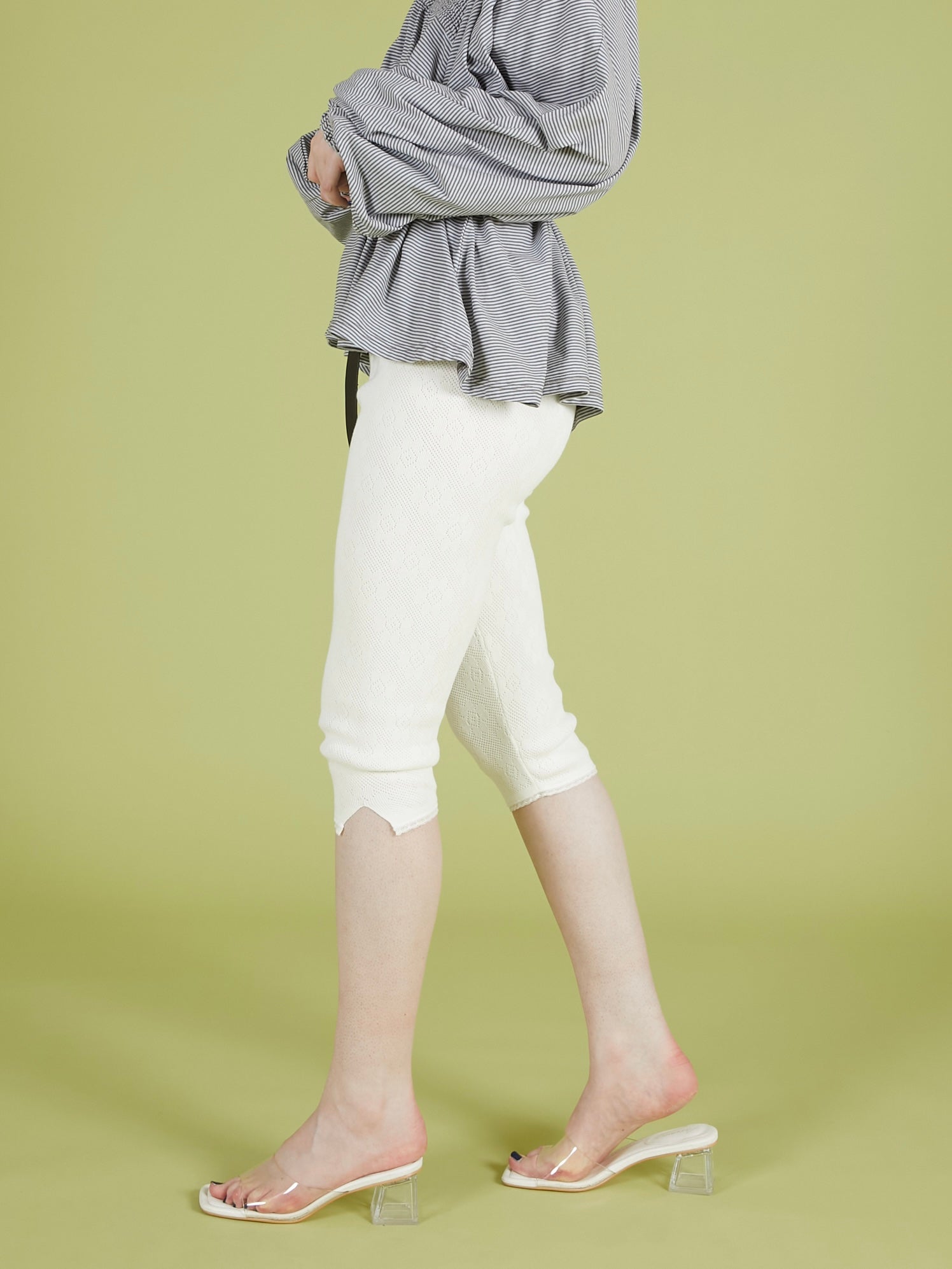 flower jacquard spats|WHITE