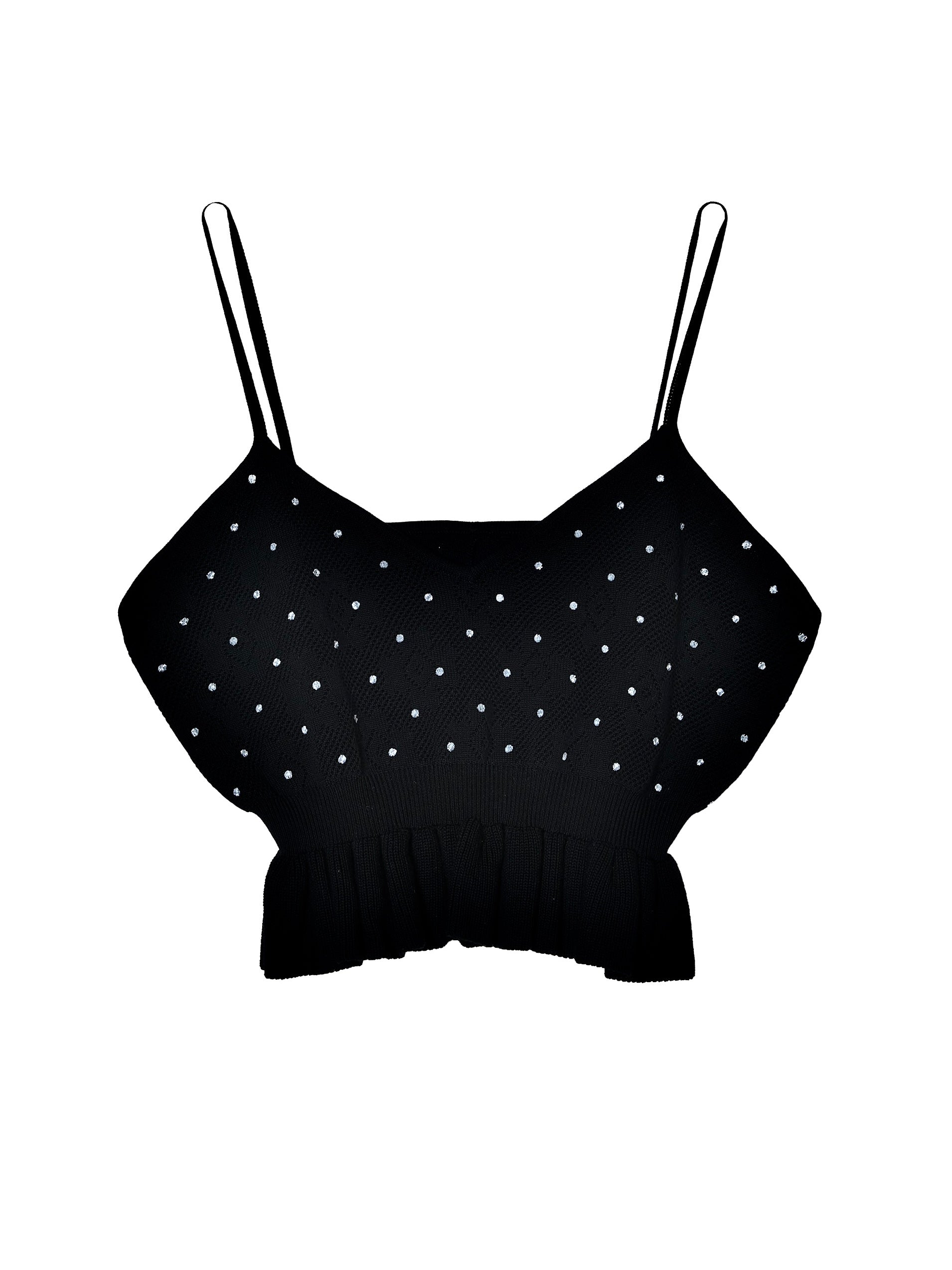 flower Jacquard dot camisole|BLACK