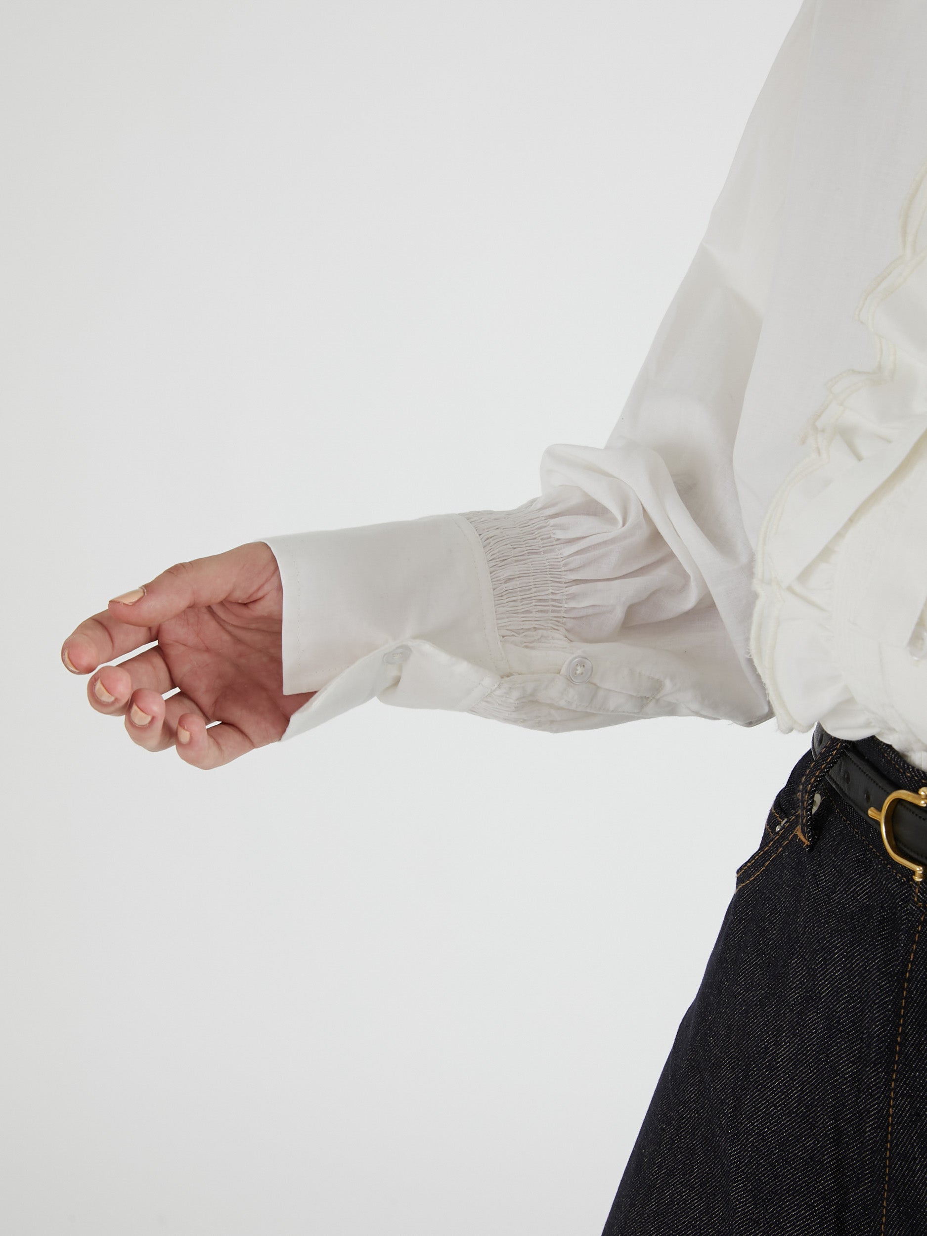 front scallop ribbon blouse|WHITE