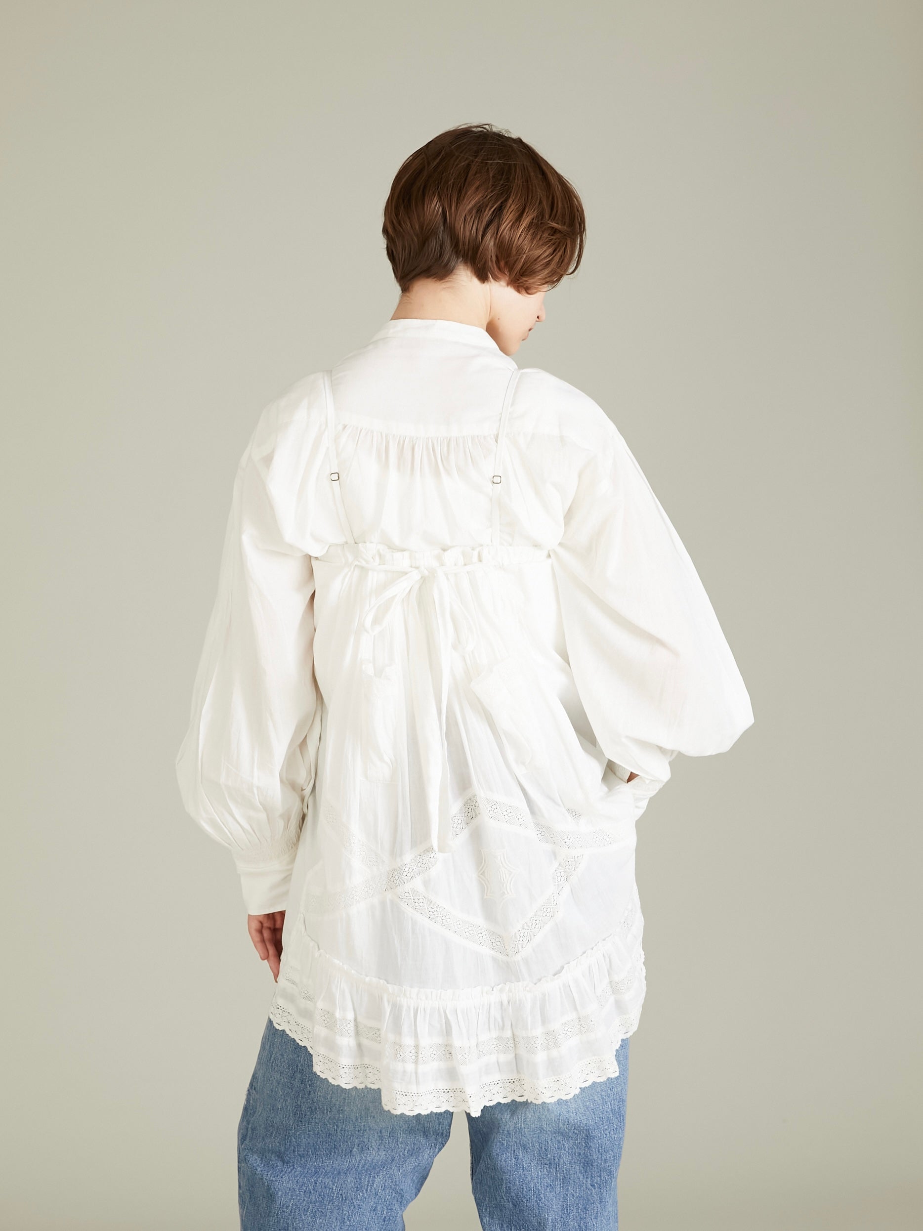 ribbon blouse|WHITE