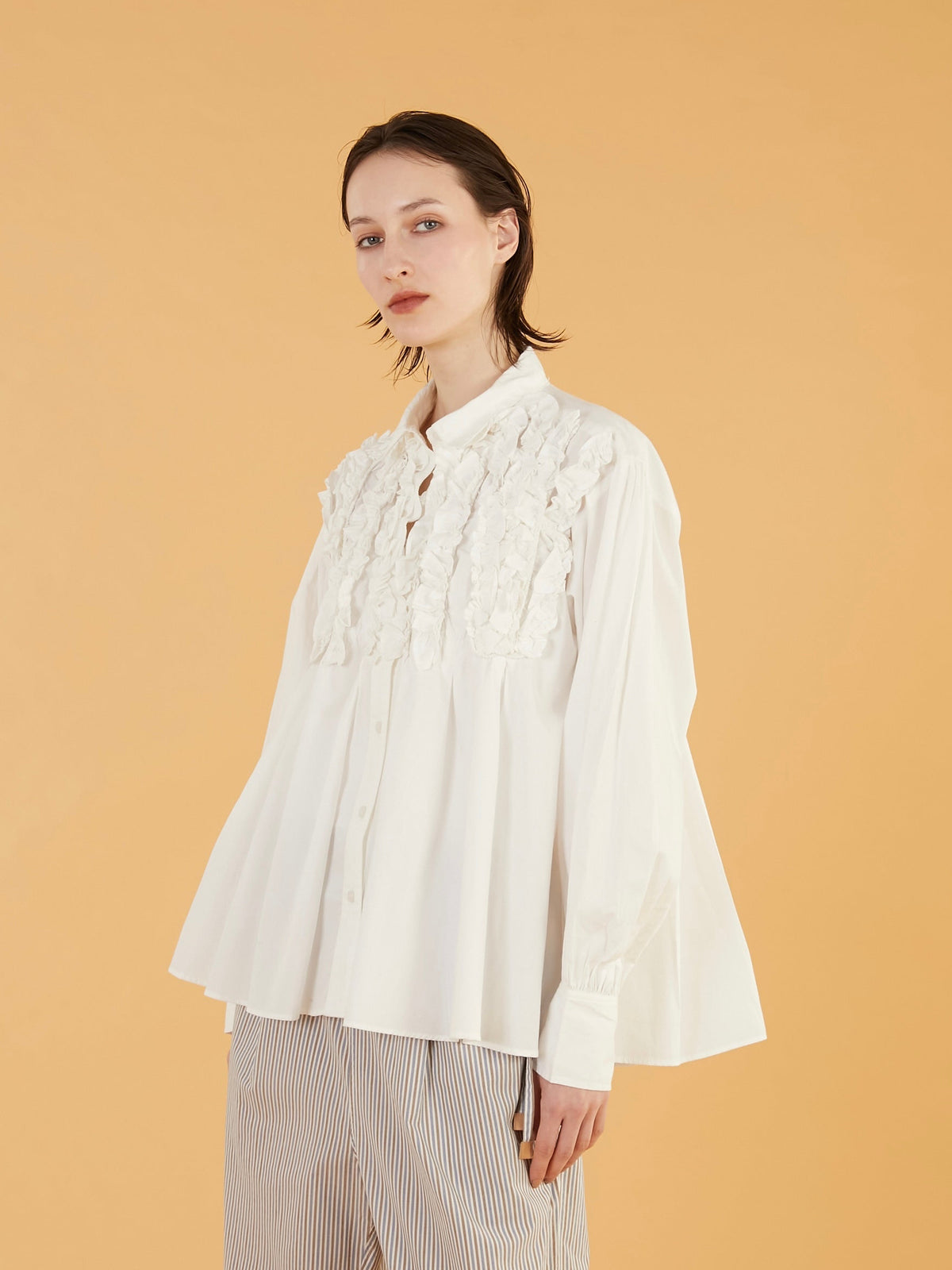 front frill shirts｜WHITE