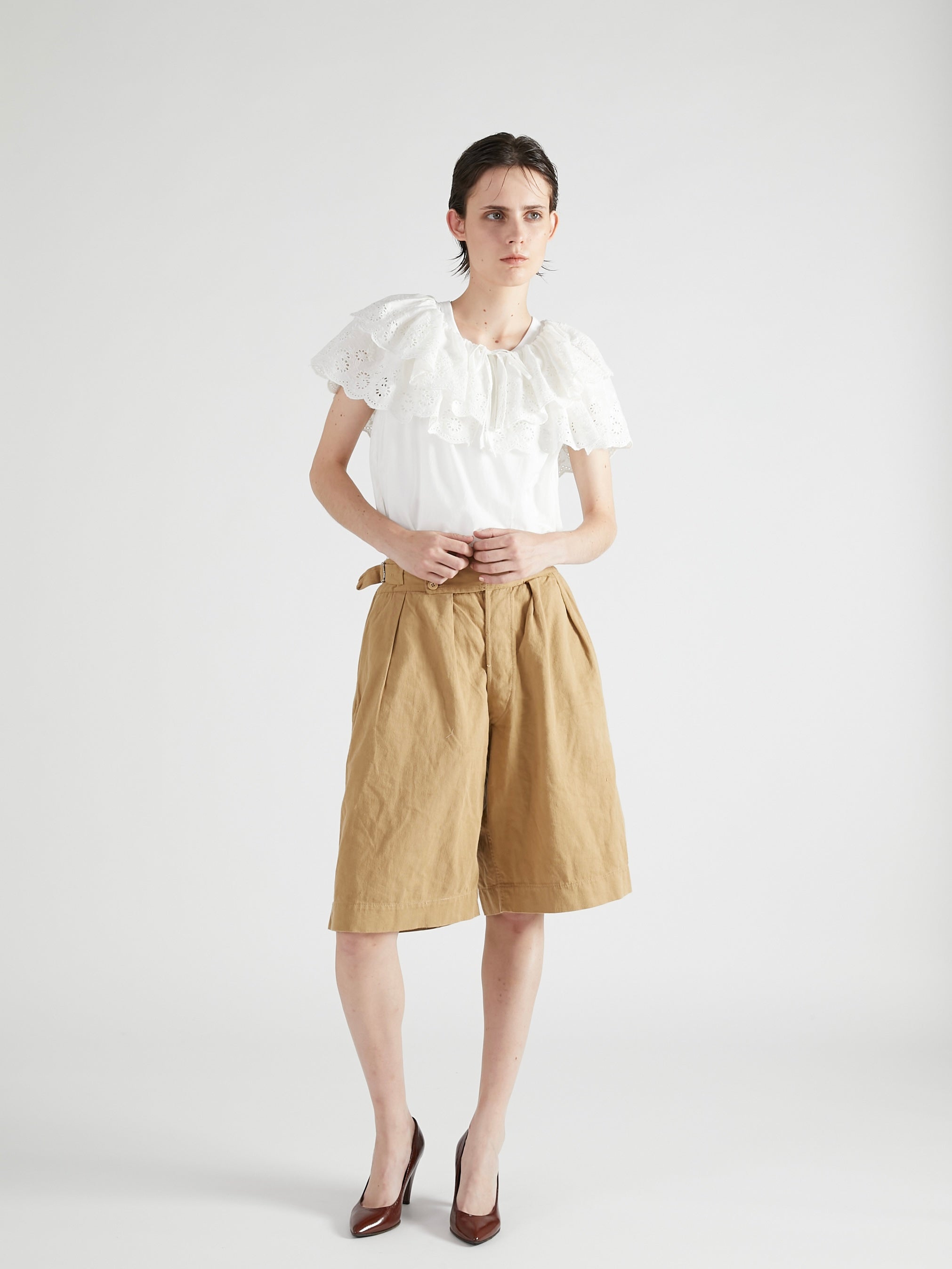 cutwork embroidery blouse | WHITE