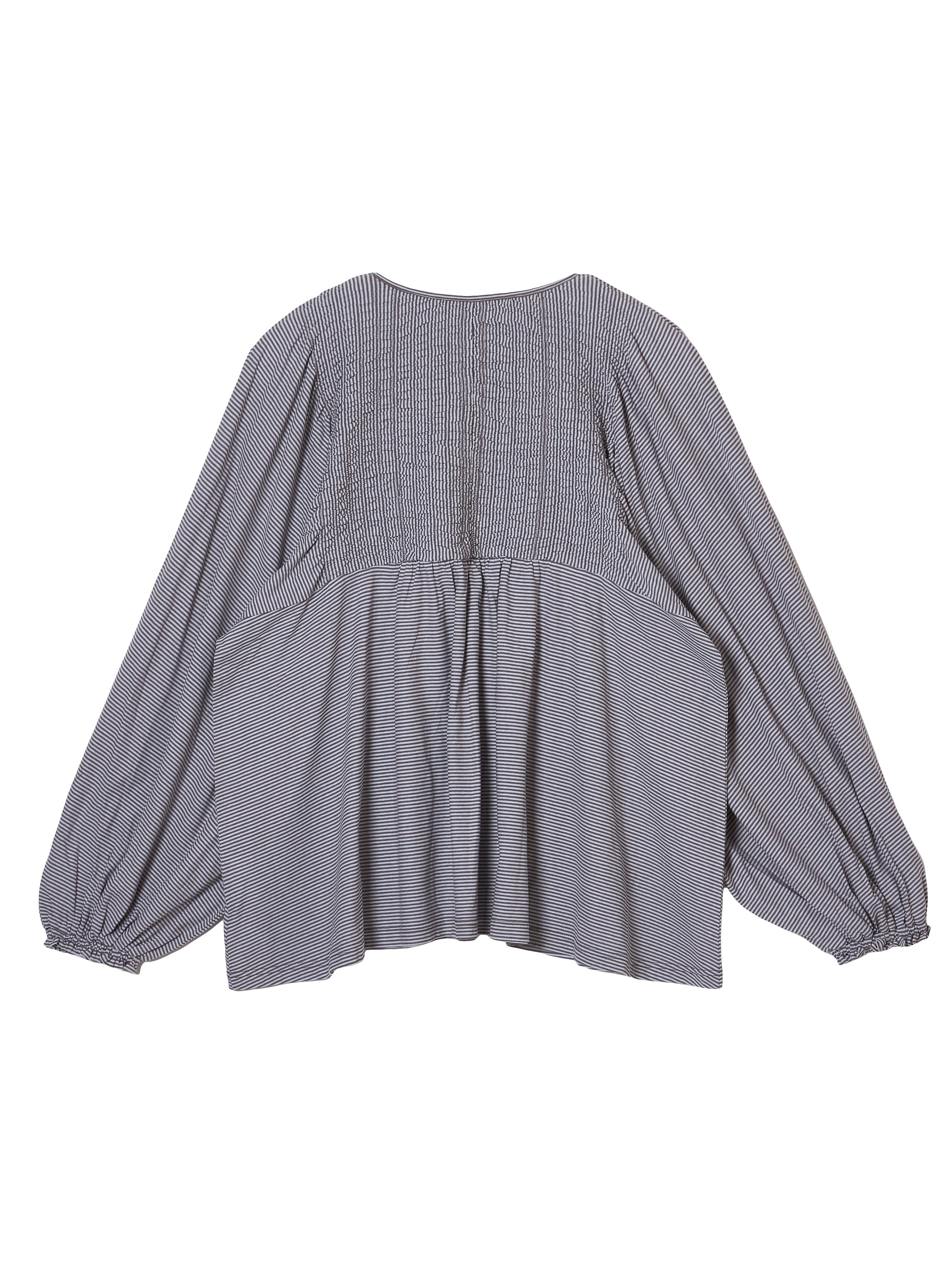 shirring border pullover|GRAY