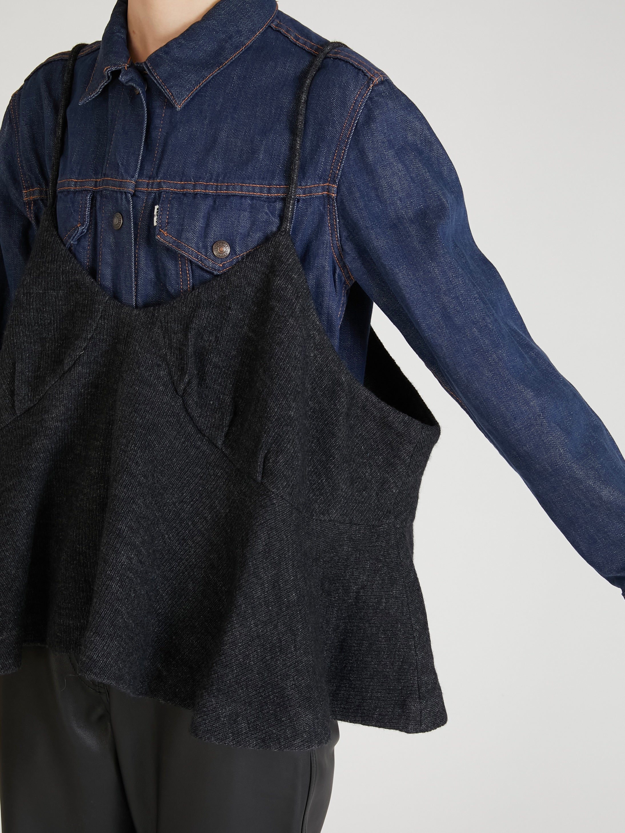 wool mix lingerie cami|CHARCOAL GRAY