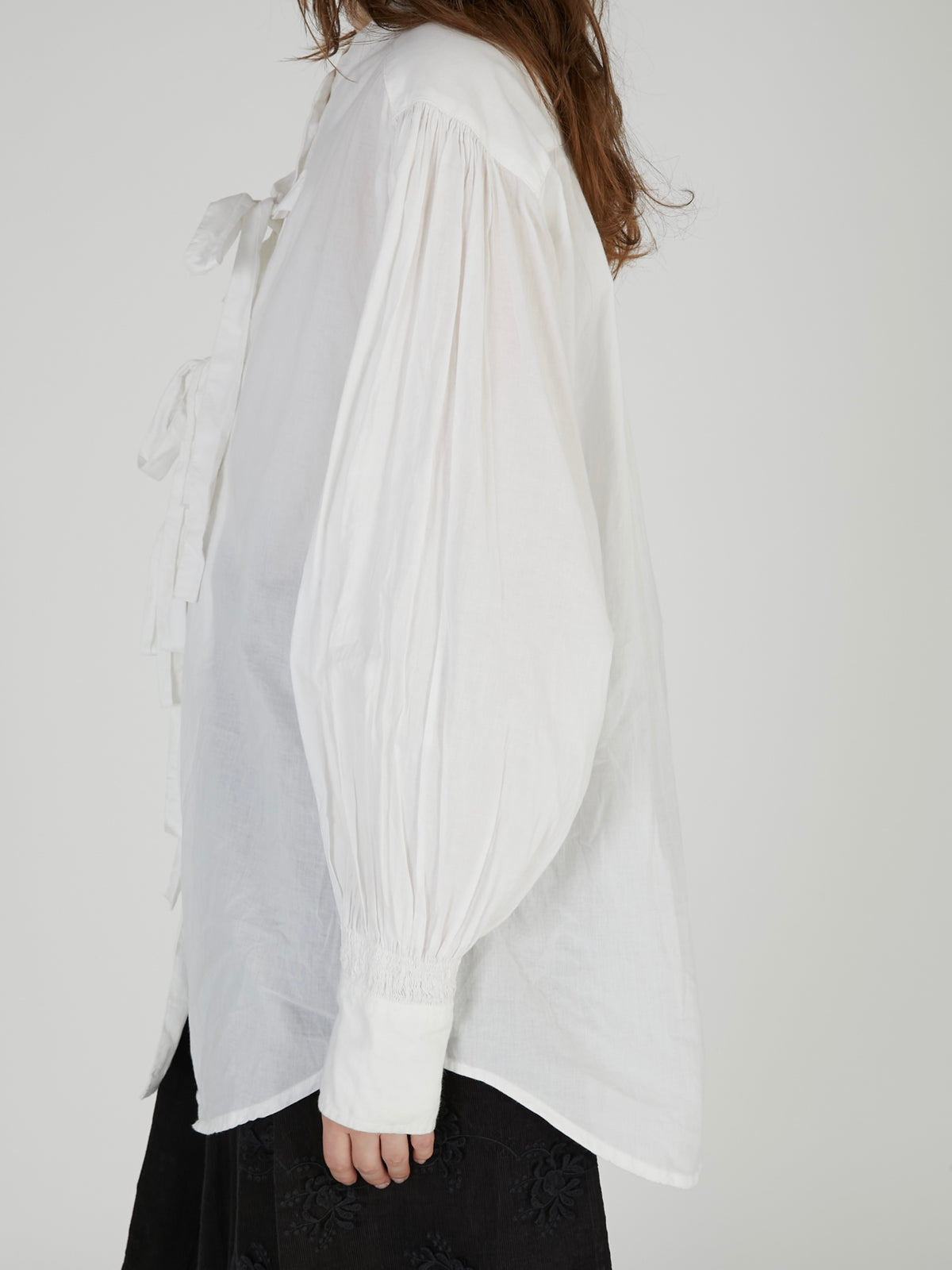 ribbon blouse|WHITE