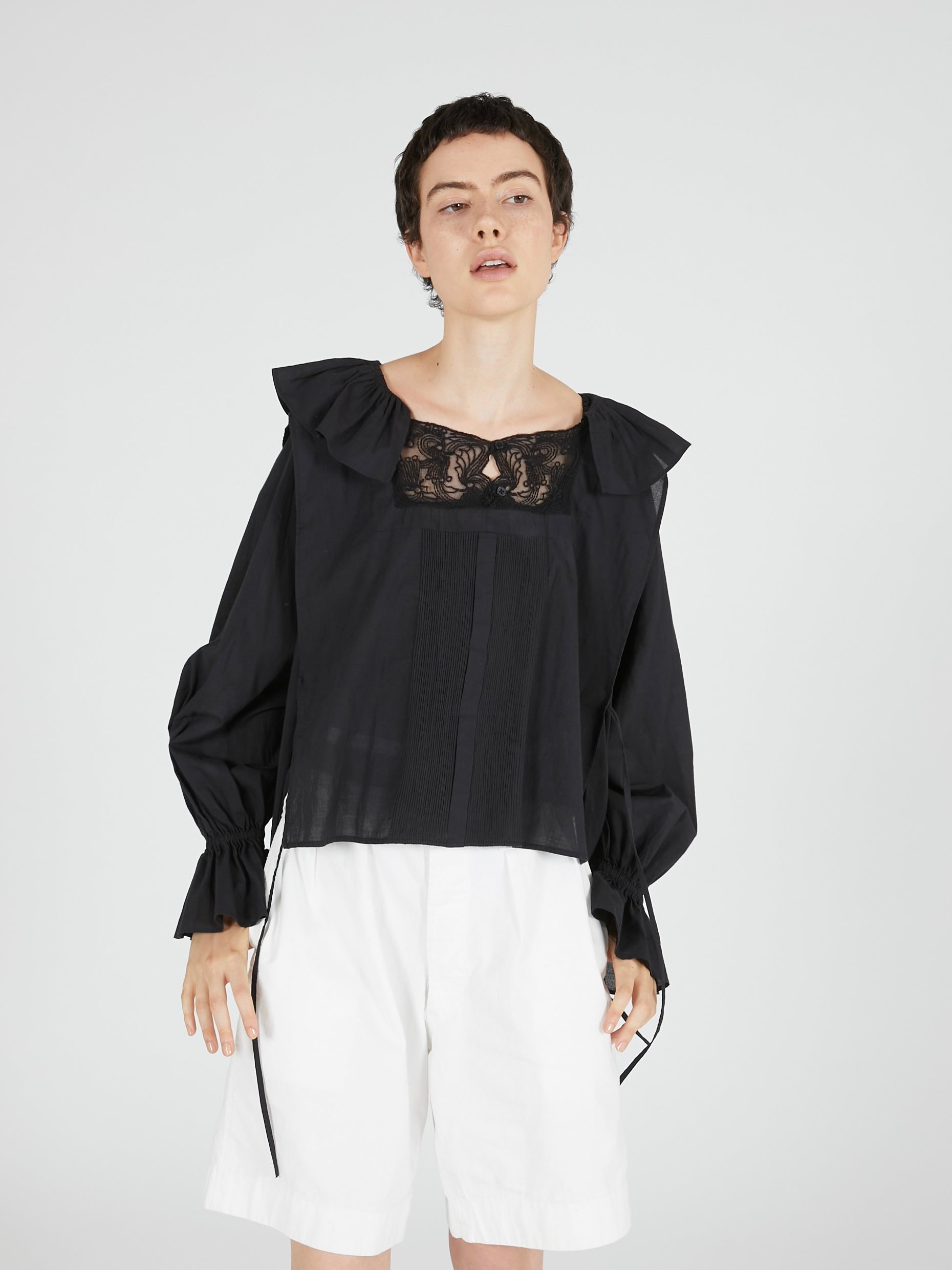 victorian collar blouse|BLACK