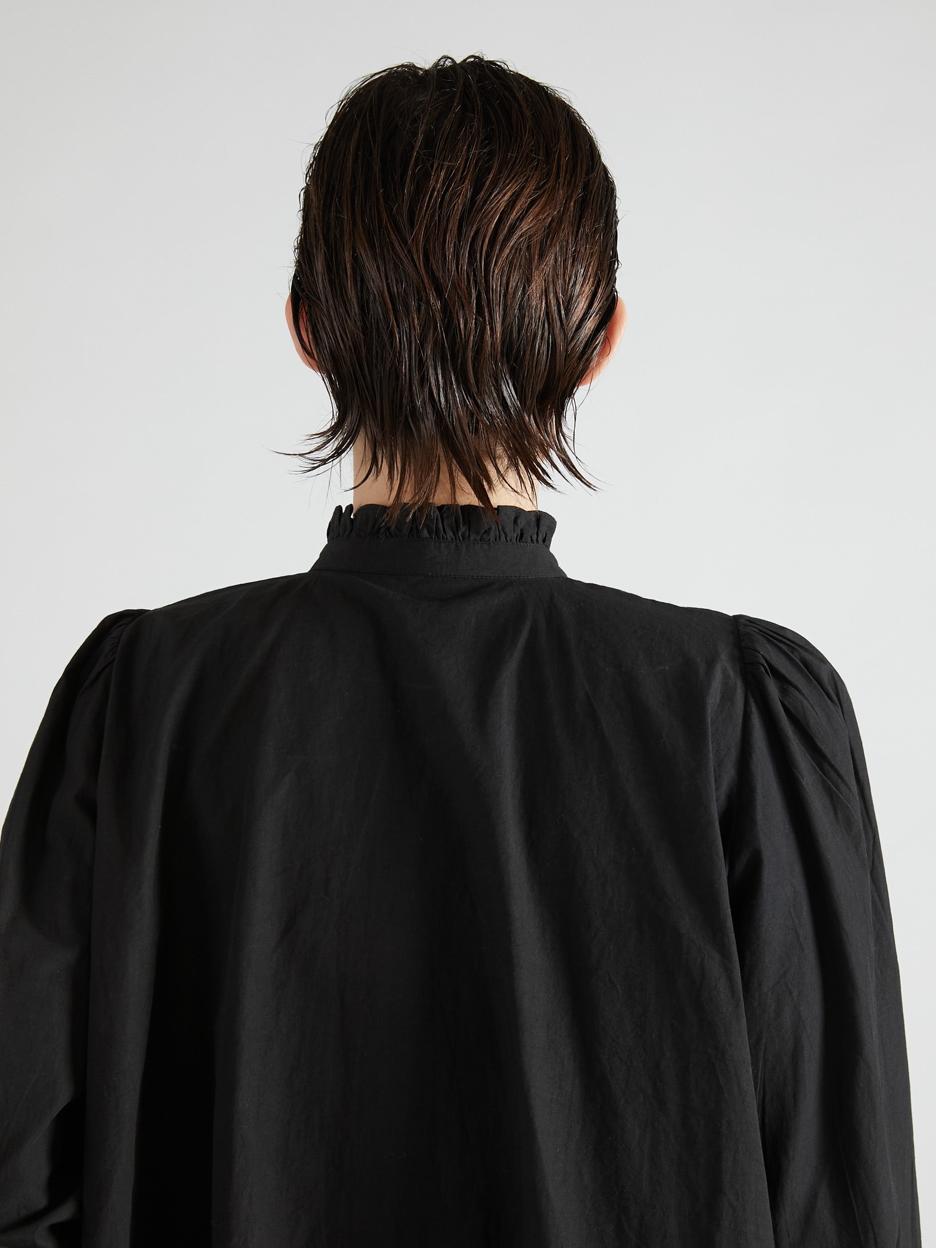 rebuilt neck embroidery blouse|BLACK
