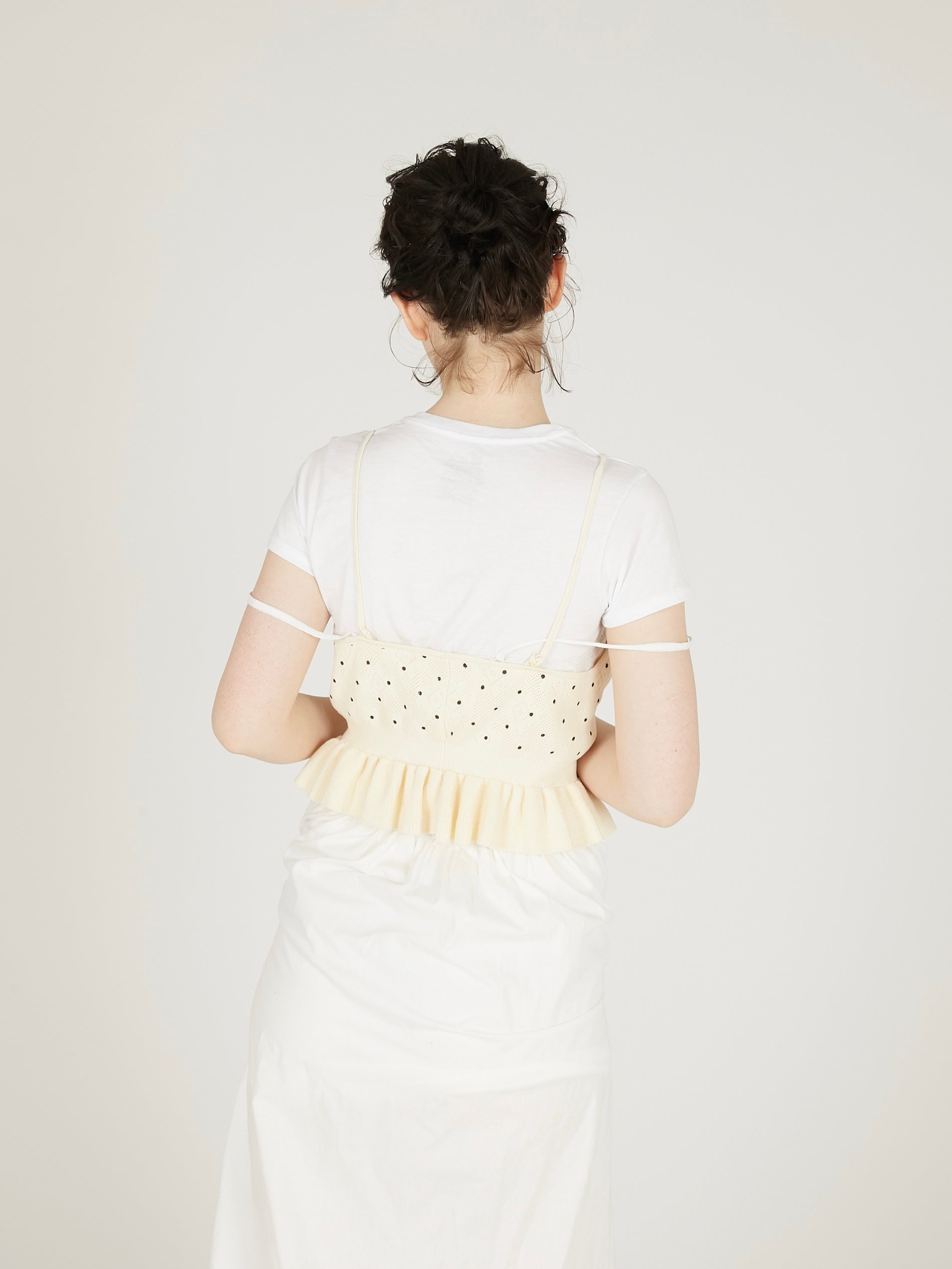 flower Jacquard dot camisole|IVORY