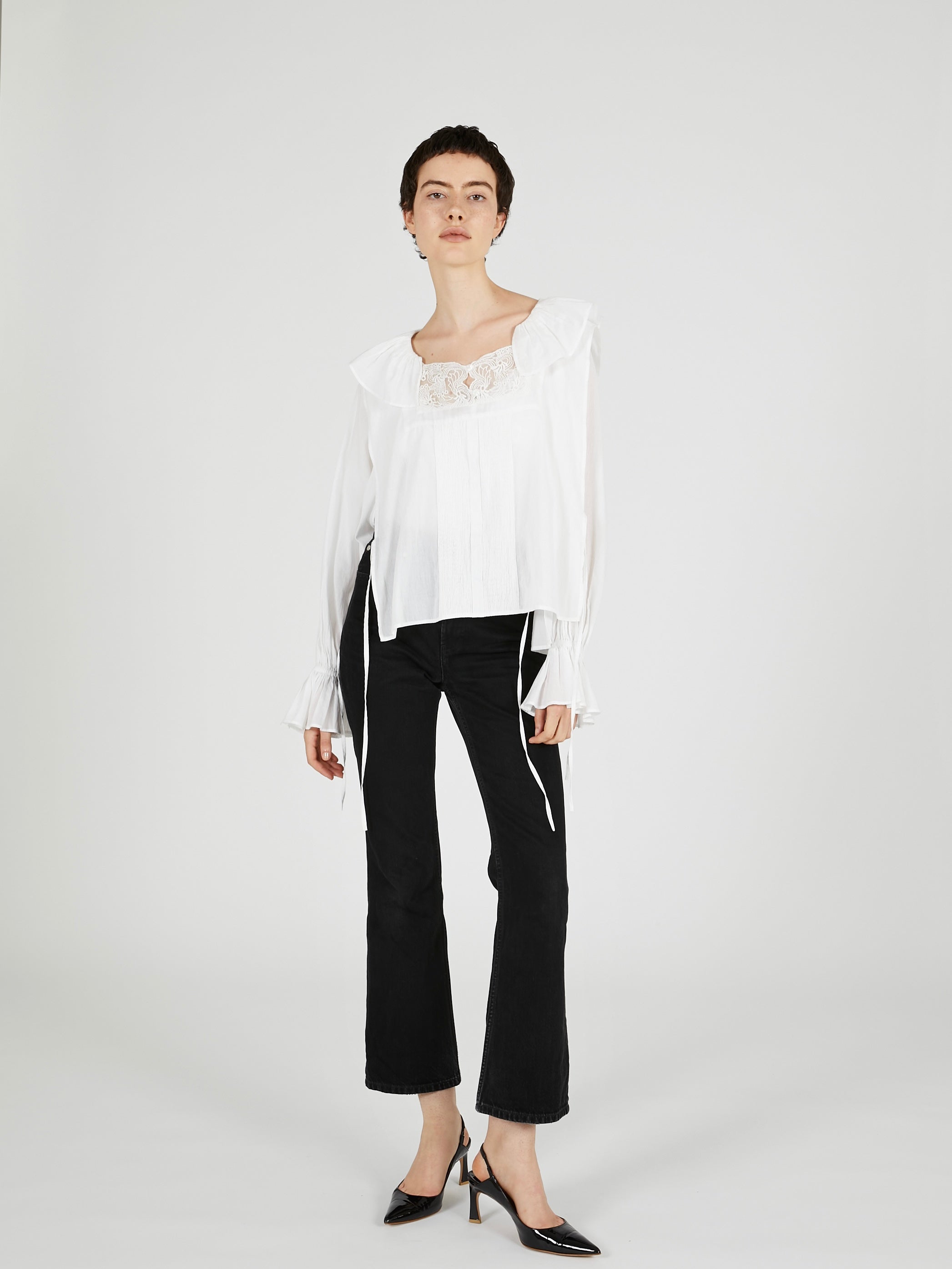 victorian collar blouse|WHITE