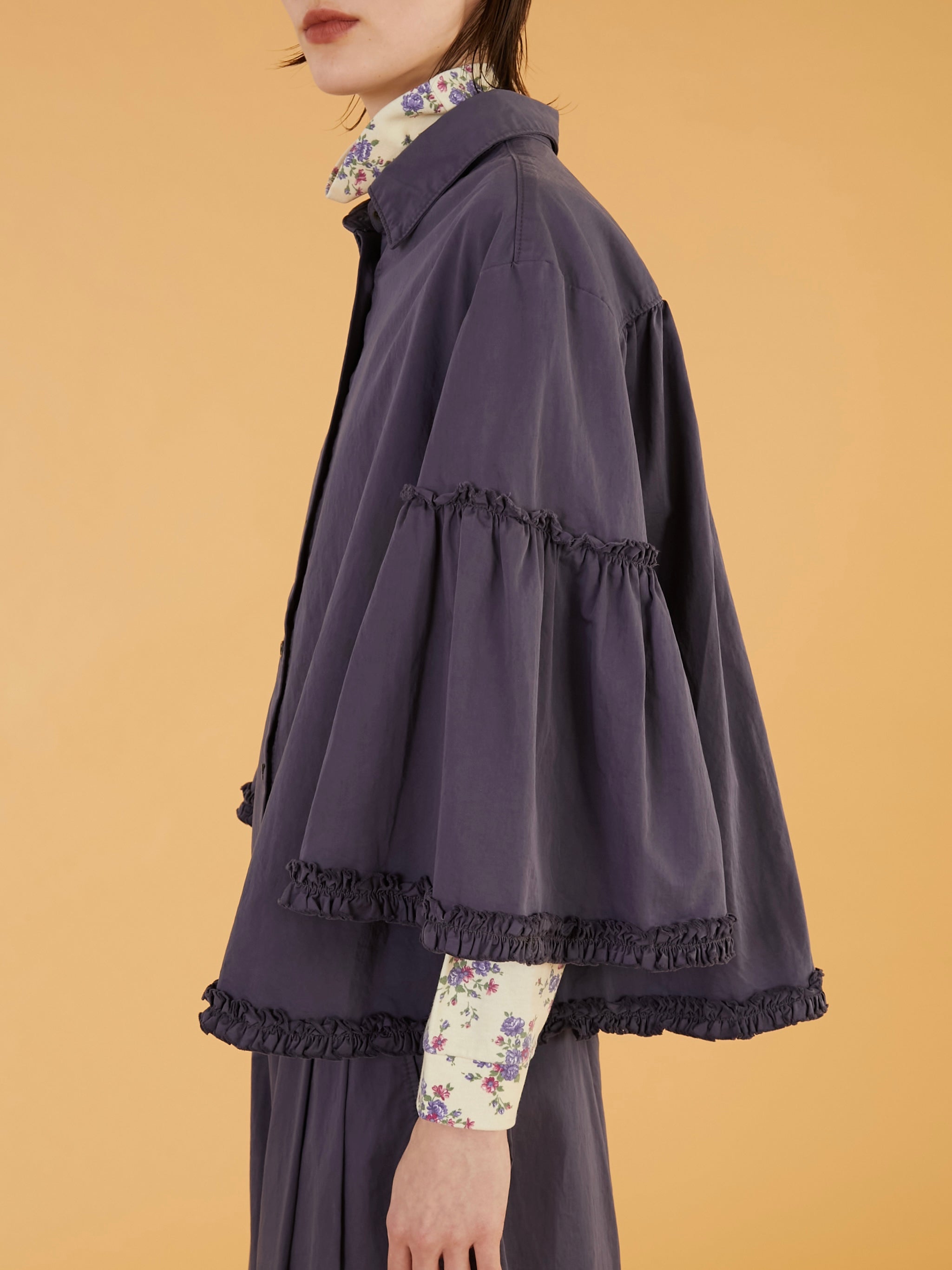 garment dye frill shirts|NAVY