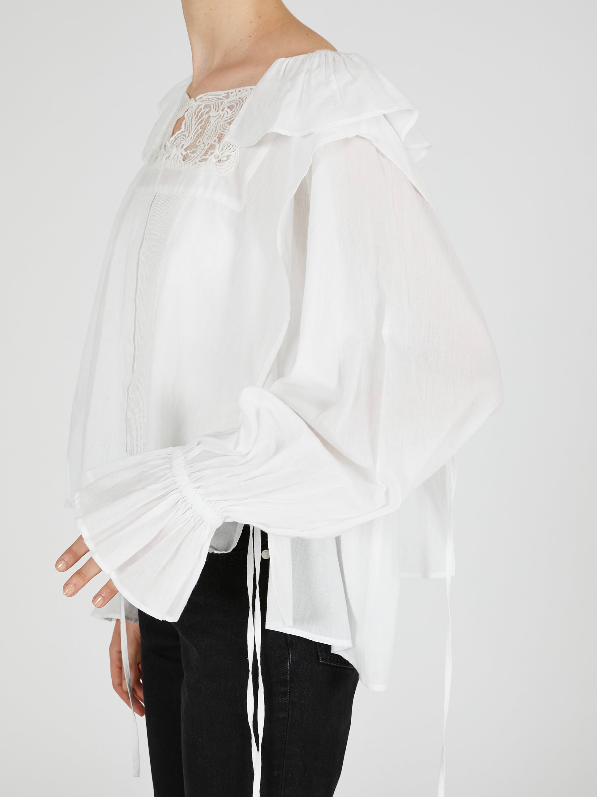 victorian collar blouse|WHITE