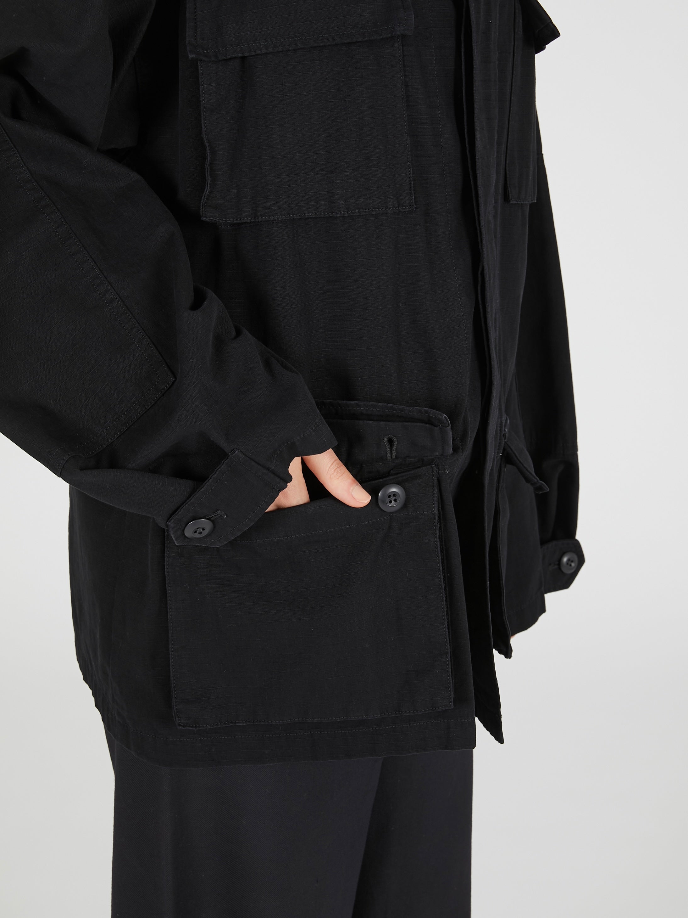 frill collar military jacket|BLACK